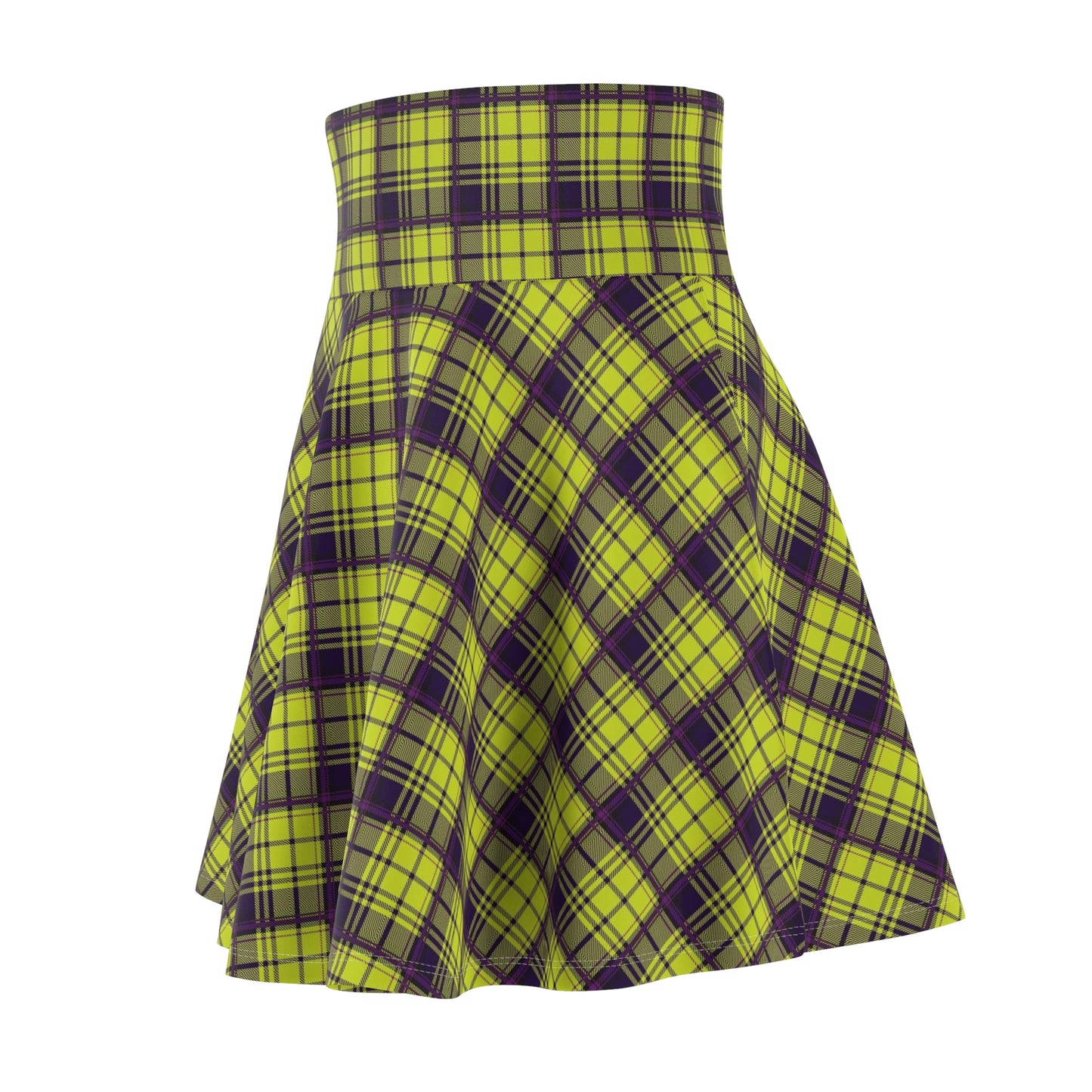 Bright Plaid Women's Skater Skirt, Fun and Flirty, Perfect for Parties, Festivals, Everyday Wear, Spring Fashion