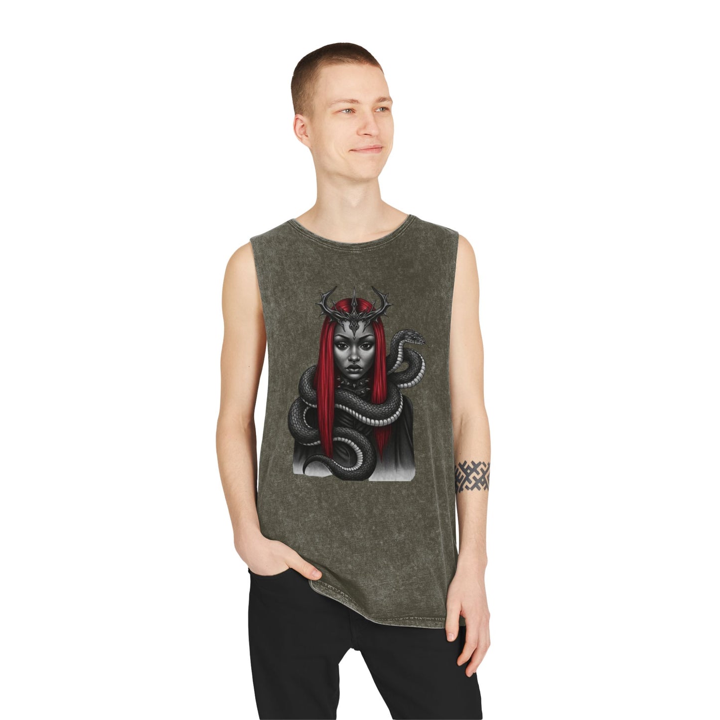 Dramatic Unisex Tank Top with Serpent Design | Edgy Summer Wear, Festival Outfit, Street Style Top, Boho Aesthetic