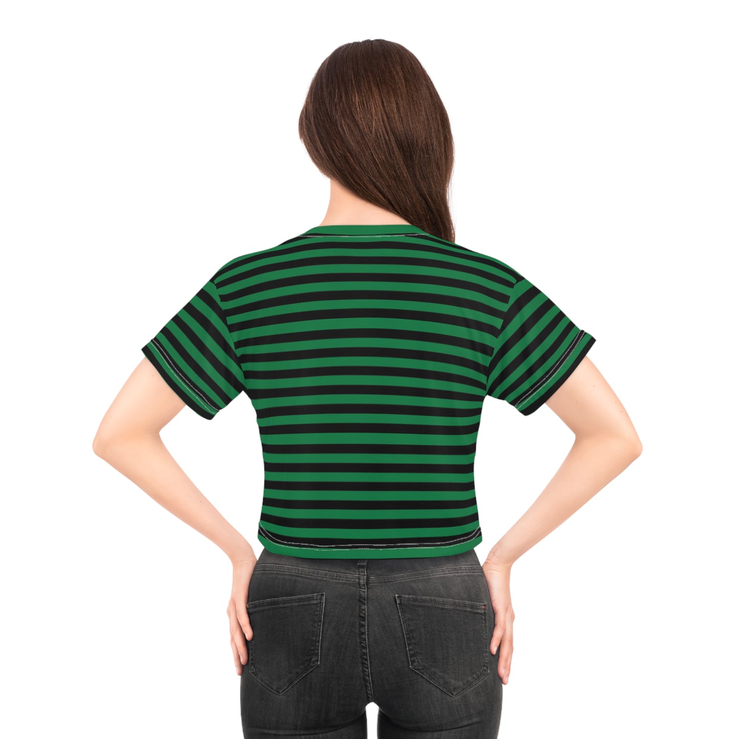 Stylish Green Stripe Crop Tee - Casual Summer Wear, Trendy Outfit, Festival Clothing, Everyday Style, Gift Idea