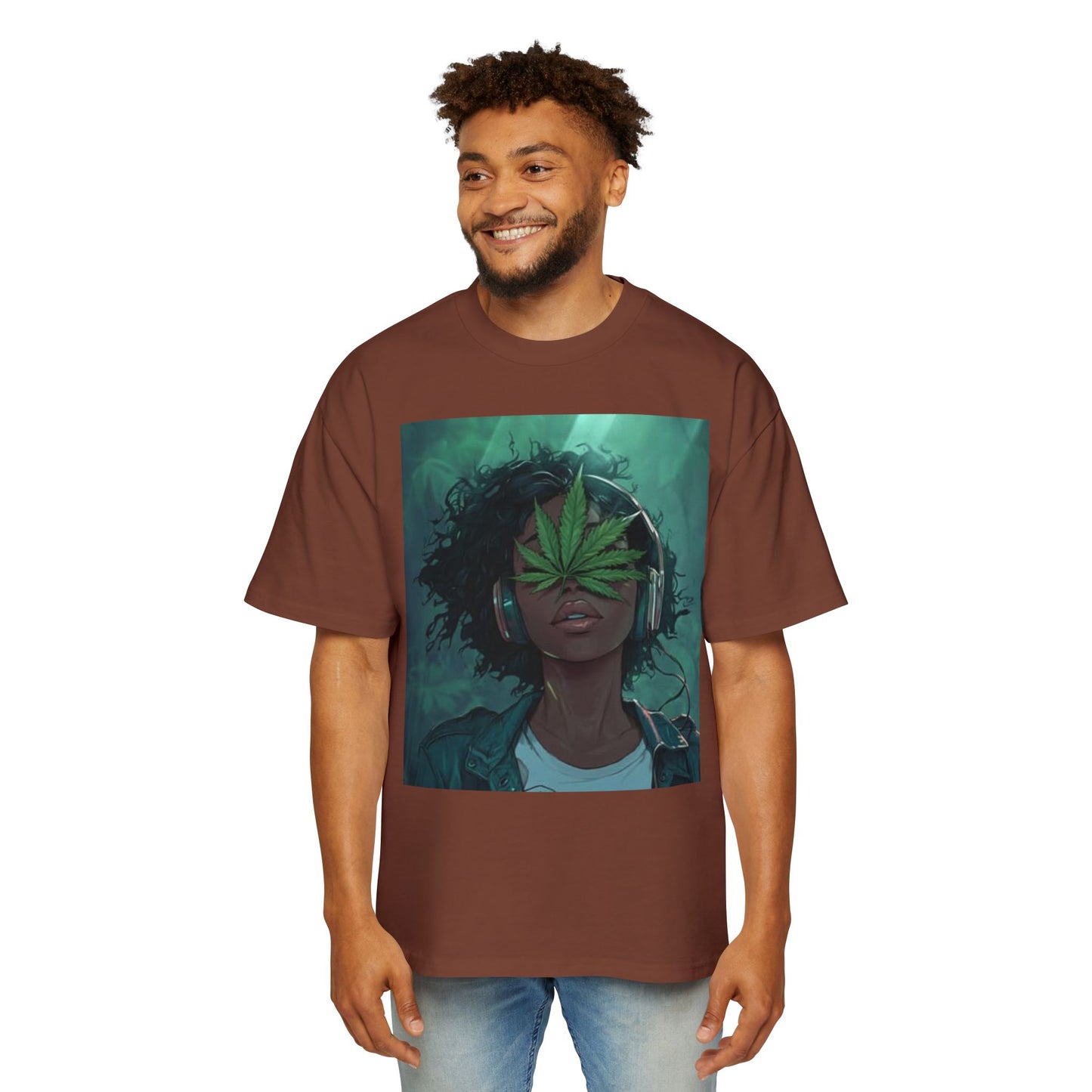 Chill Vibes Men’s Heavy Oversized Tee - Cool Cannabis Art Shirt, Streetwear, Music Lovers Gift, Relaxed Fit Fashion, Summer Style