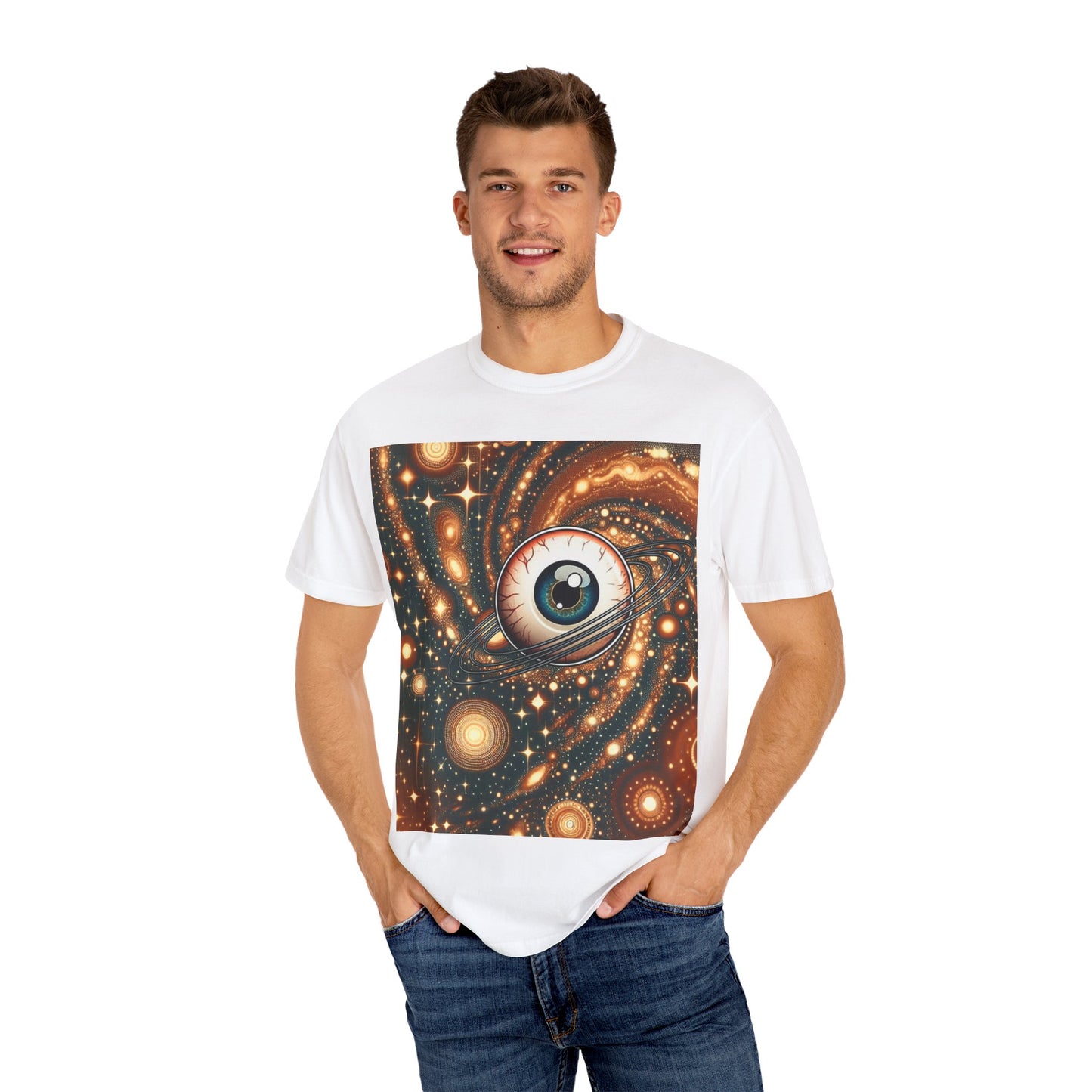 Cosmic Eye T-Shirt, Unisex Garment-Dyed Tee, Galaxy Print Shirt, Artistic Space Apparel, Unique Gift for Space Lovers