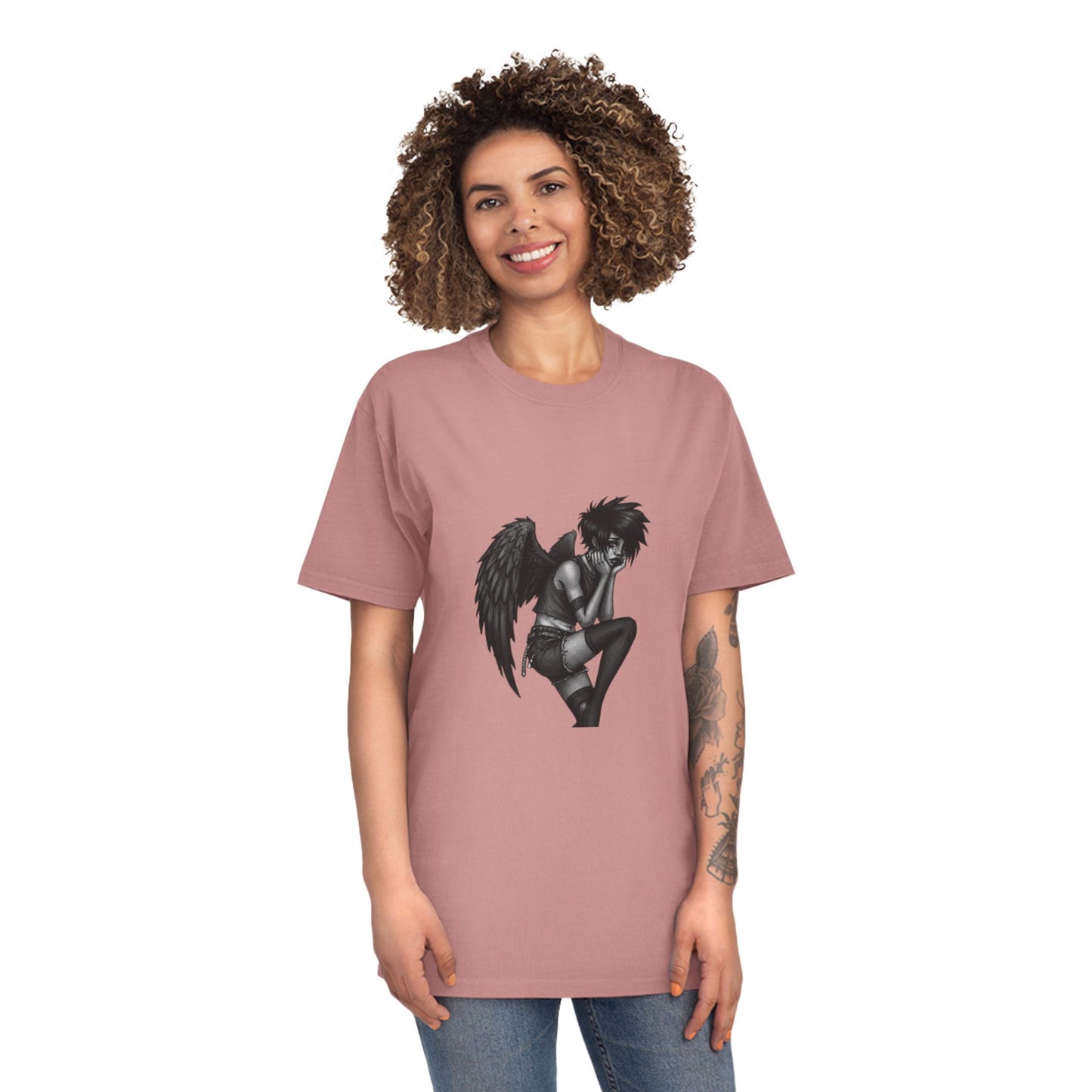 Unisex Vintage Angel Graphic Tee, Casual Wear, Gift for Him/Her, Festival Fashion, Trendy Streetwear
