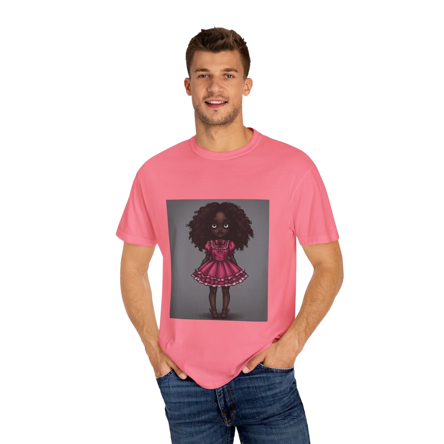 Whimsical Doll Graphic T-shirt, Cute Fashion Tee, Unisex Casual Wear, Gift for Teen Girls, Artistic Apparel, Birthday Present