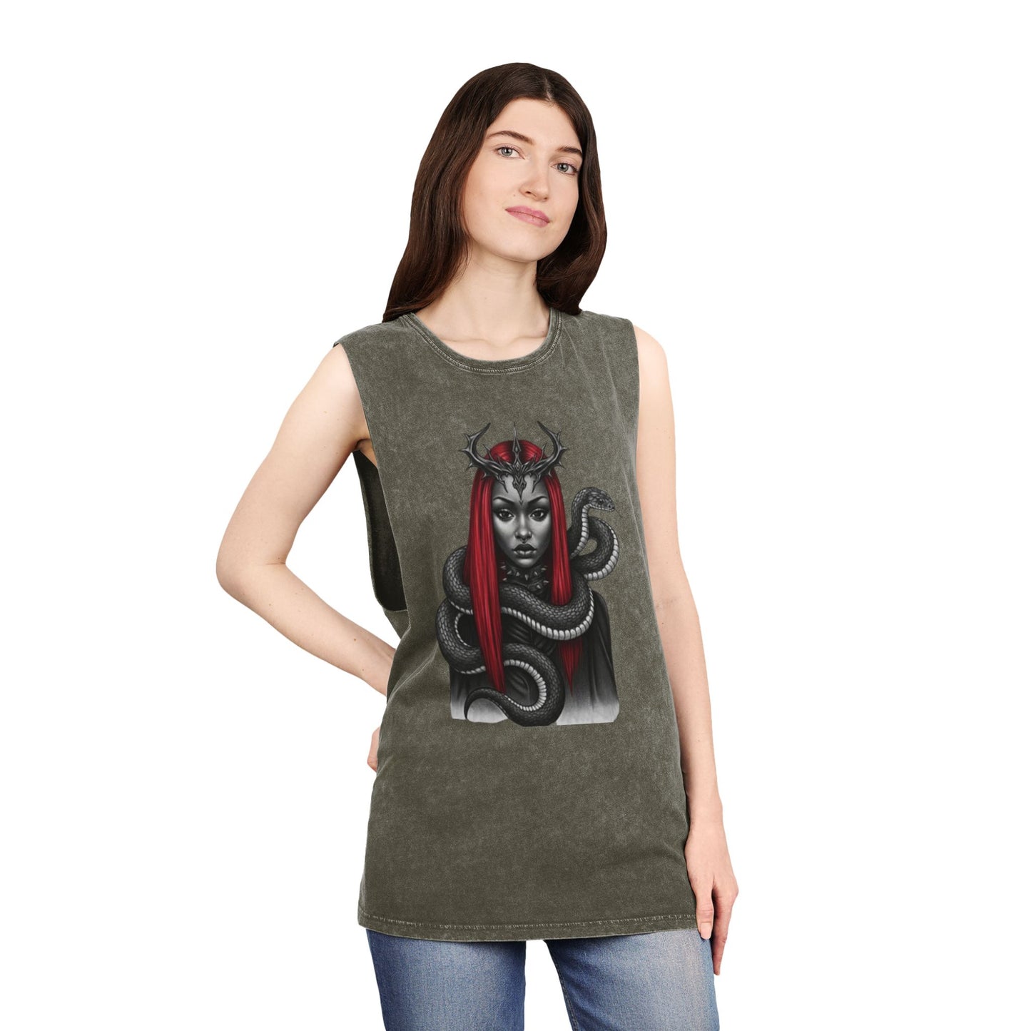 Dramatic Unisex Tank Top with Serpent Design | Edgy Summer Wear, Festival Outfit, Street Style Top, Boho Aesthetic