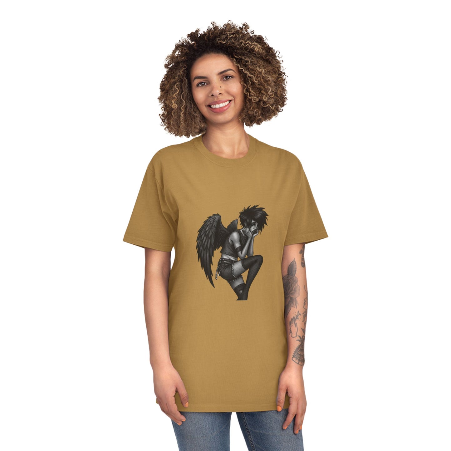 Unisex Vintage Angel Graphic Tee, Casual Wear, Gift for Him/Her, Festival Fashion, Trendy Streetwear