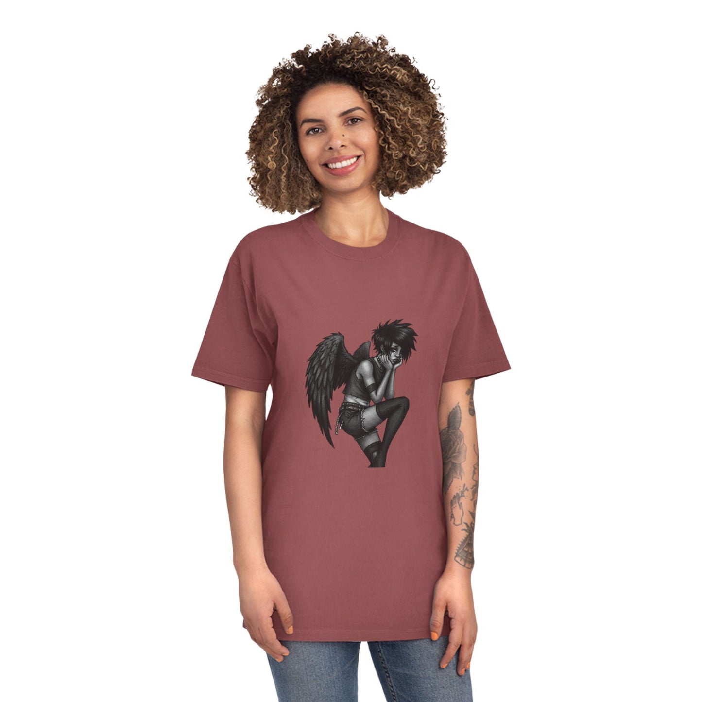 Unisex Vintage Angel Graphic Tee, Casual Wear, Gift for Him/Her, Festival Fashion, Trendy Streetwear
