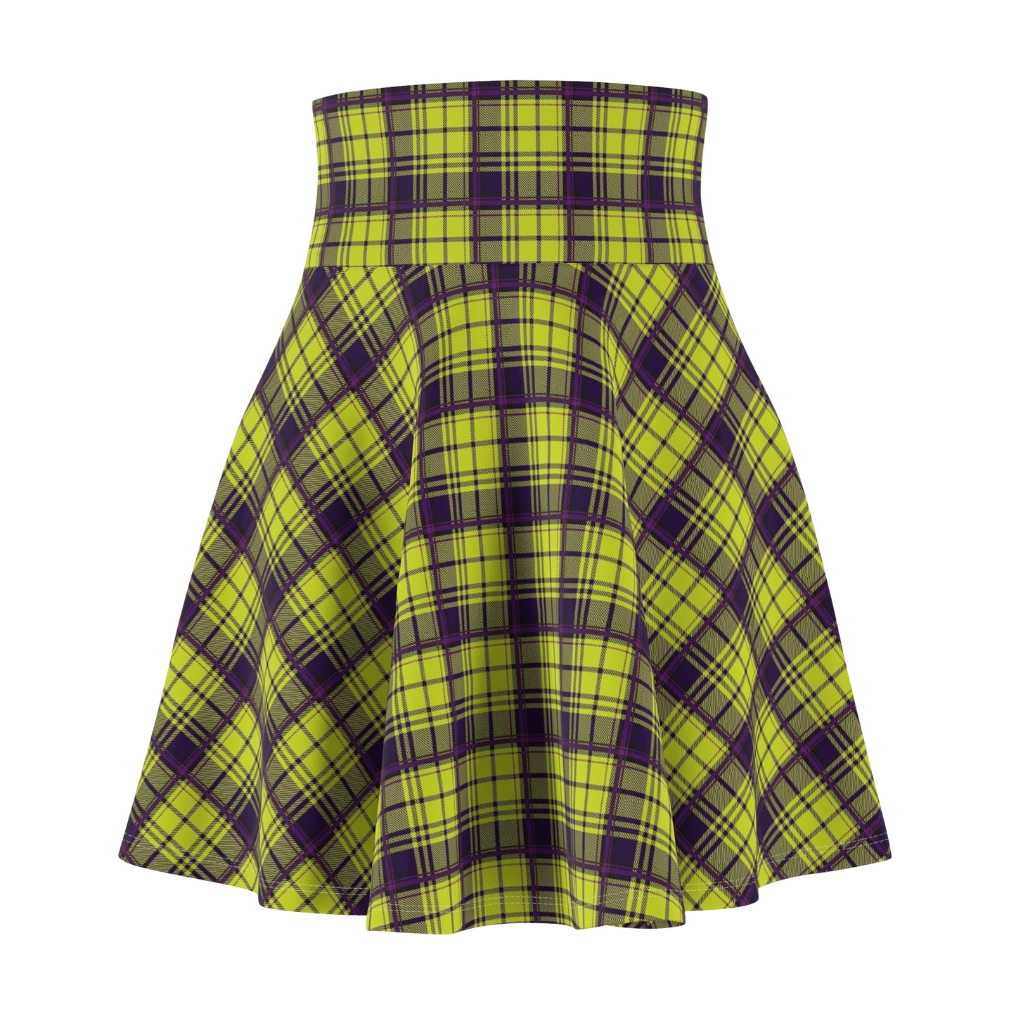 Bright Plaid Women's Skater Skirt, Fun and Flirty, Perfect for Parties, Festivals, Everyday Wear, Spring Fashion