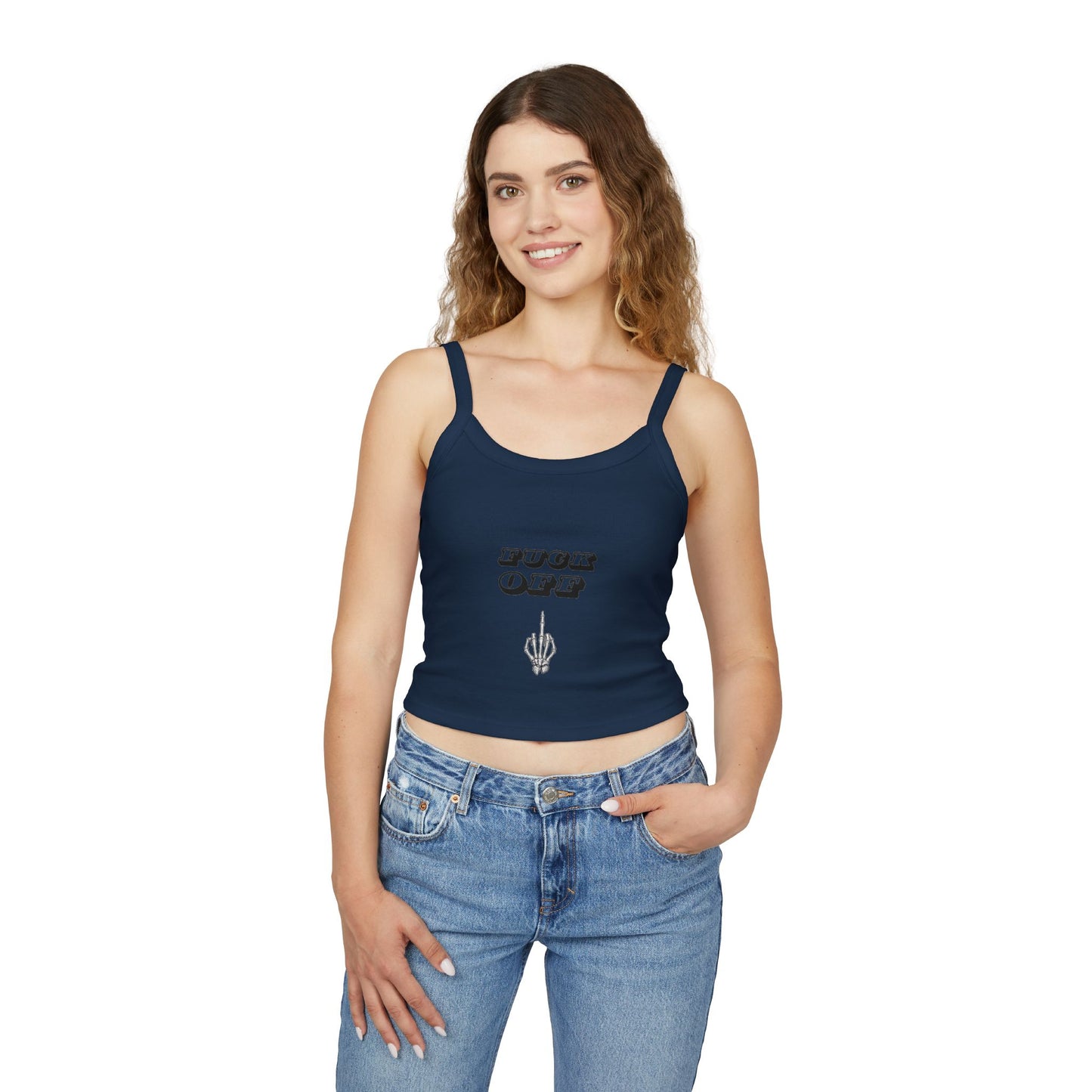 Graphic Spaghetti Strap Tank Top - 'F*CK OFF' Statement Tee