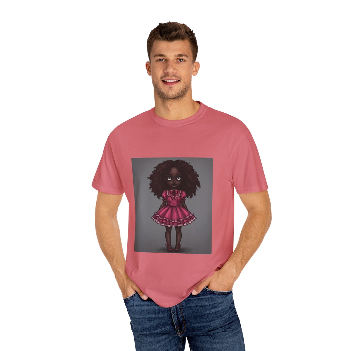 Whimsical Doll Graphic T-shirt, Cute Fashion Tee, Unisex Casual Wear, Gift for Teen Girls, Artistic Apparel, Birthday Present