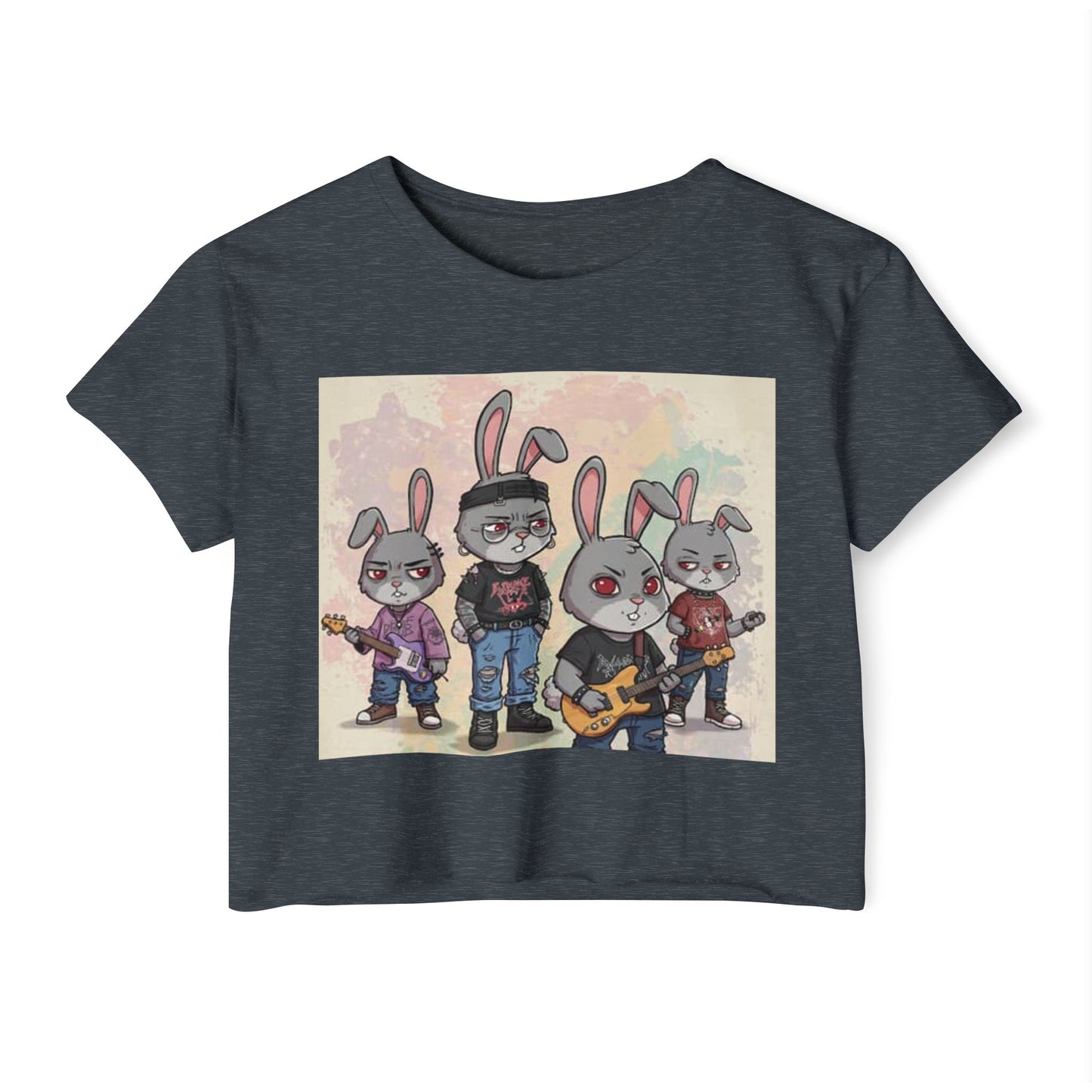 Women's Festival Crop Top with Rock Bunny Design | Chic Summer Top | Music Festival Wear, Boho Style, Concert Outfit, Gift for Her