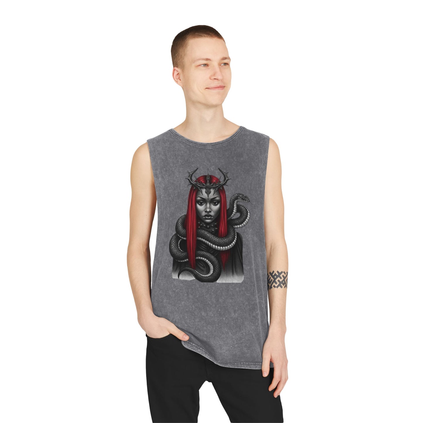 Dramatic Unisex Tank Top with Serpent Design | Edgy Summer Wear, Festival Outfit, Street Style Top, Boho Aesthetic