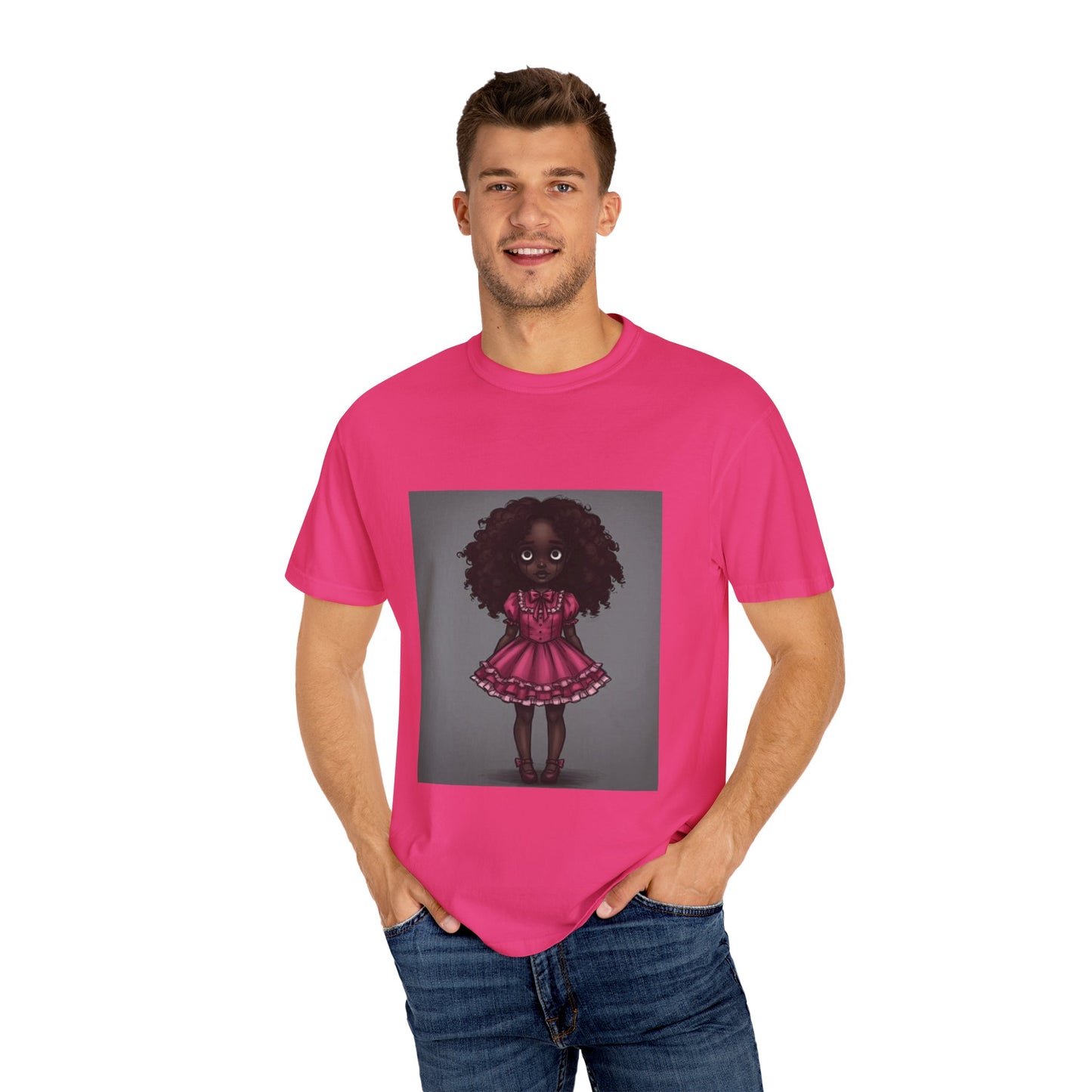 Whimsical Doll Graphic T-shirt, Cute Fashion Tee, Unisex Casual Wear, Gift for Teen Girls, Artistic Apparel, Birthday Present
