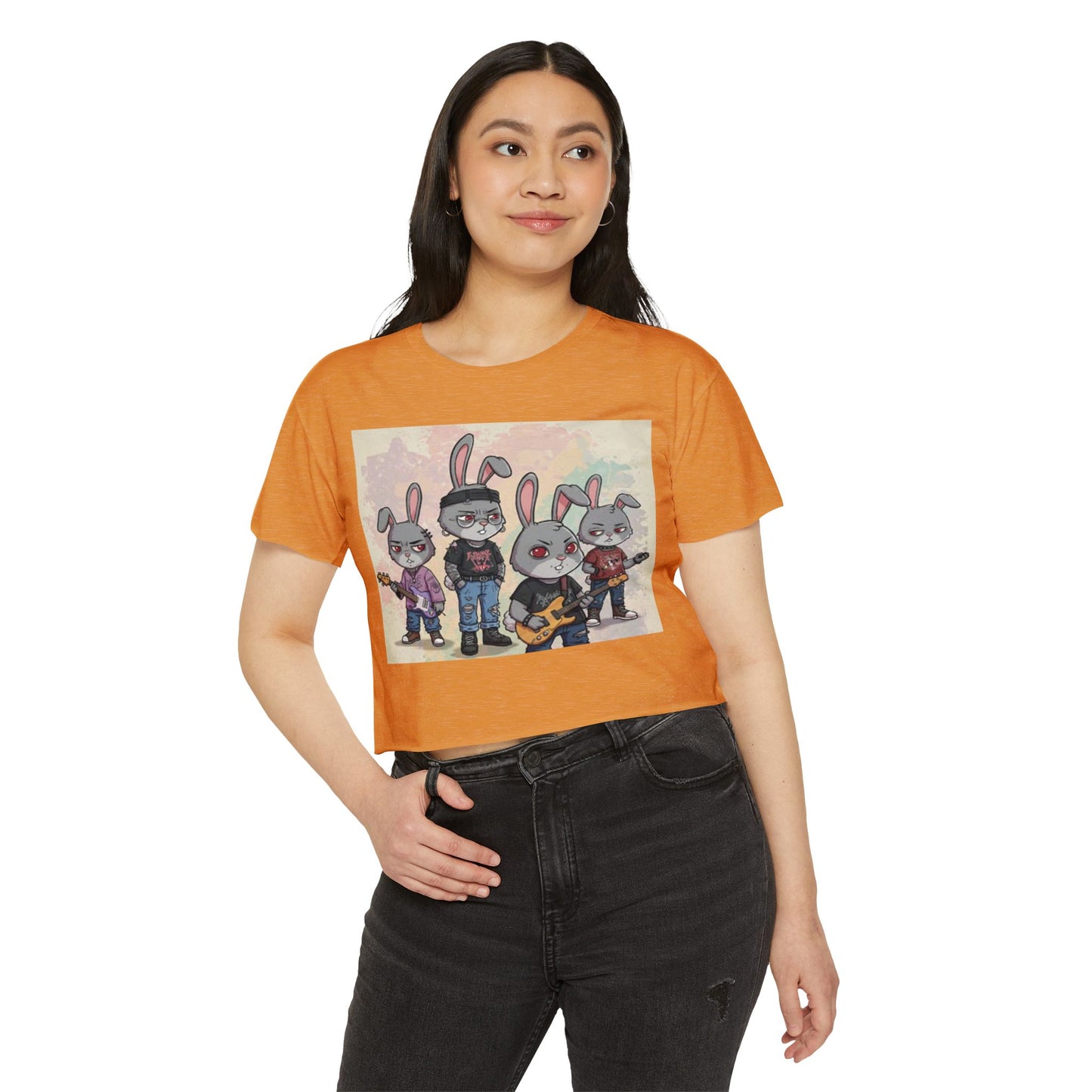 Women's Festival Crop Top with Rock Bunny Design | Chic Summer Top | Music Festival Wear, Boho Style, Concert Outfit, Gift for Her