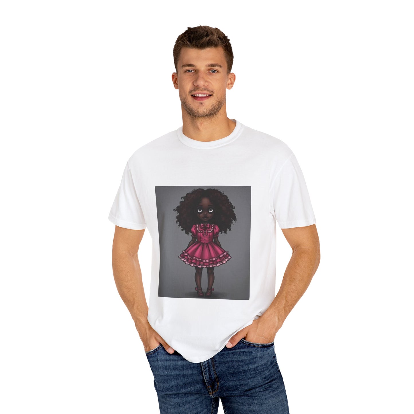 Whimsical Doll Graphic T-shirt, Cute Fashion Tee, Unisex Casual Wear, Gift for Teen Girls, Artistic Apparel, Birthday Present