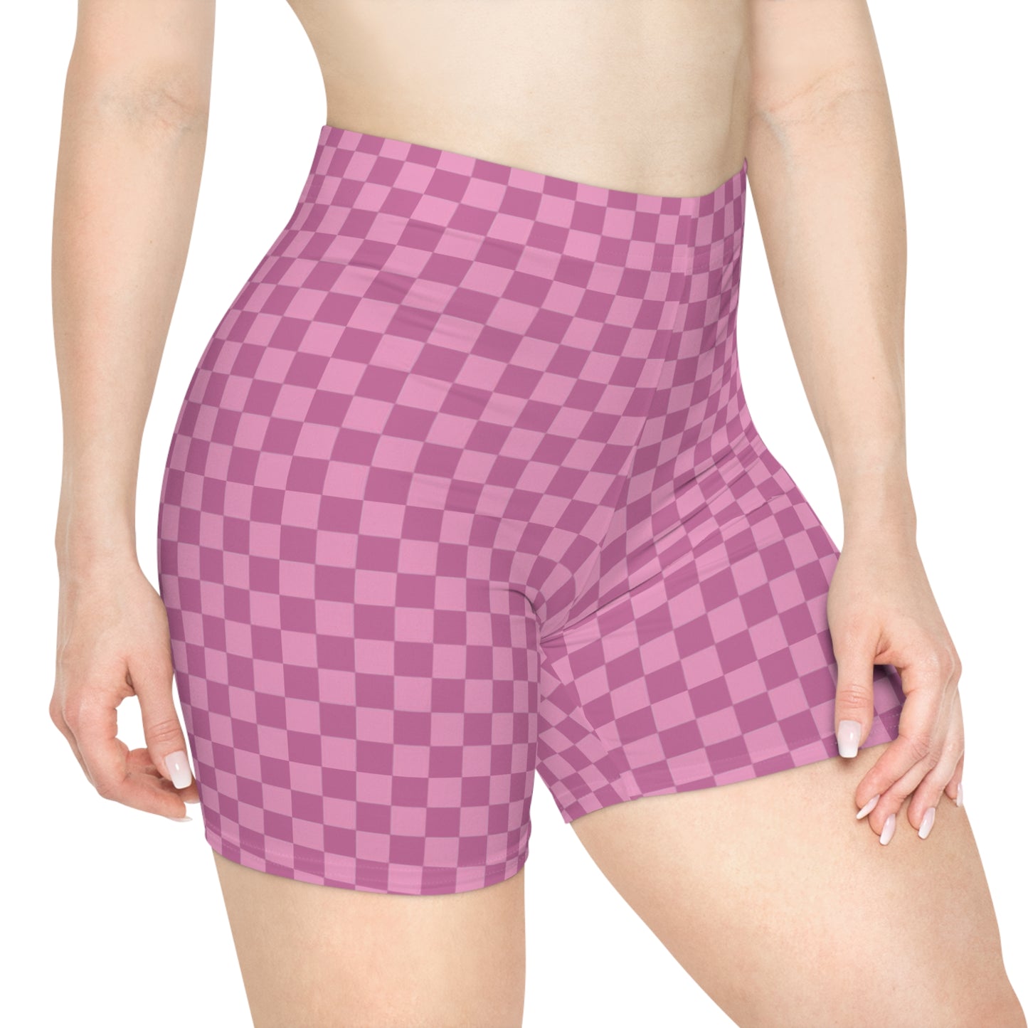 Stylish Women's Checkered Pattern Biker Shorts Checkered Pattern