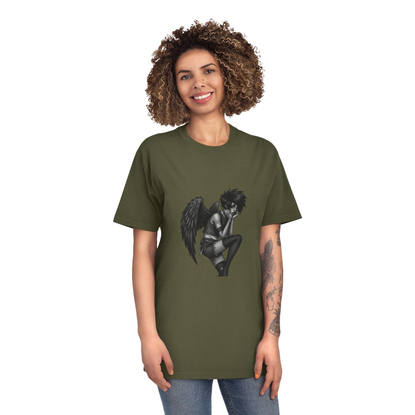 Unisex Vintage Angel Graphic Tee, Casual Wear, Gift for Him/Her, Festival Fashion, Trendy Streetwear
