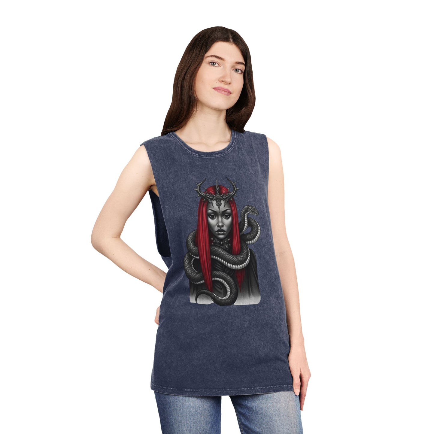 Dramatic Unisex Tank Top with Serpent Design | Edgy Summer Wear, Festival Outfit, Street Style Top, Boho Aesthetic