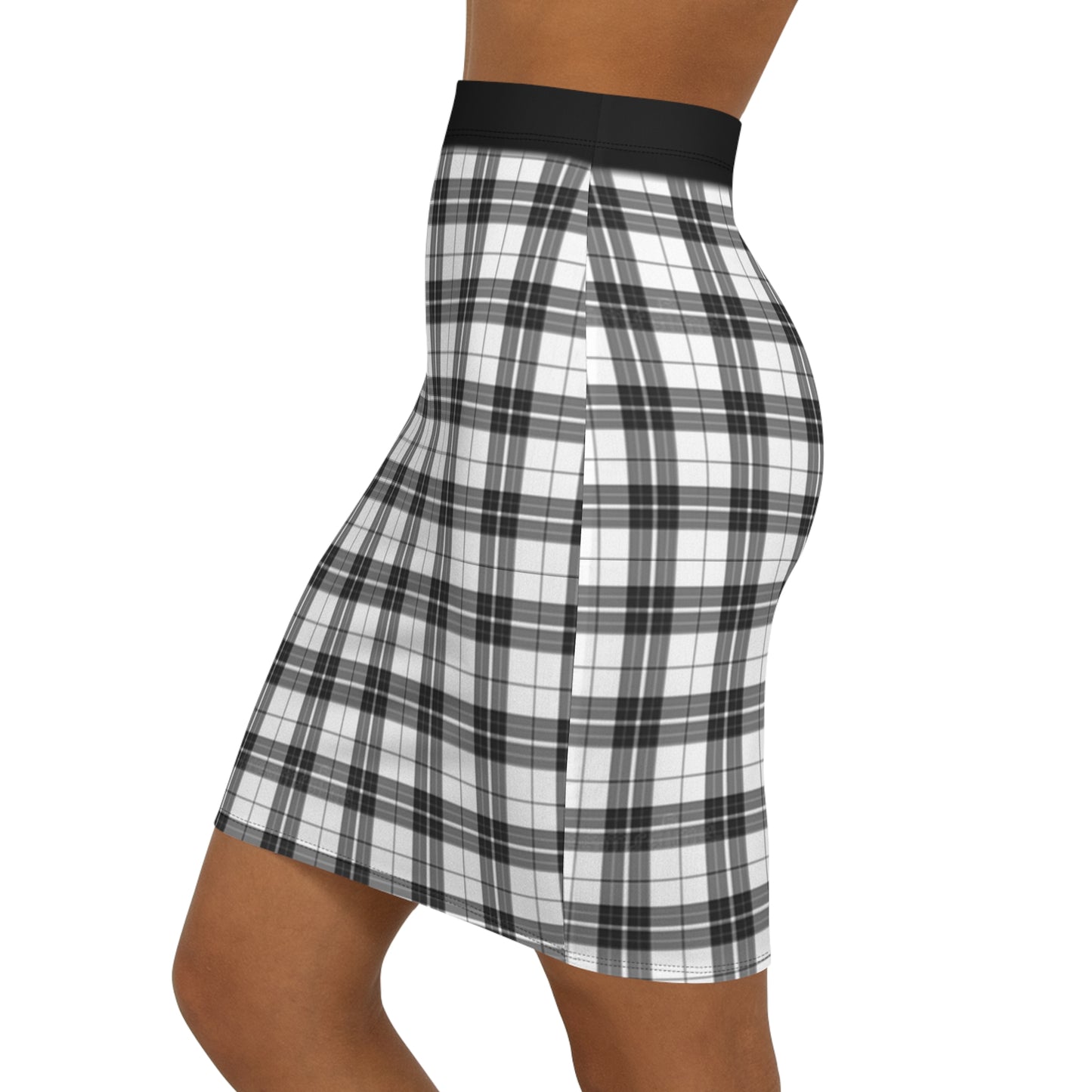 Chic Plaid Mid-Waist Pencil Skirt for Women - Stylish Office & Casual Wear