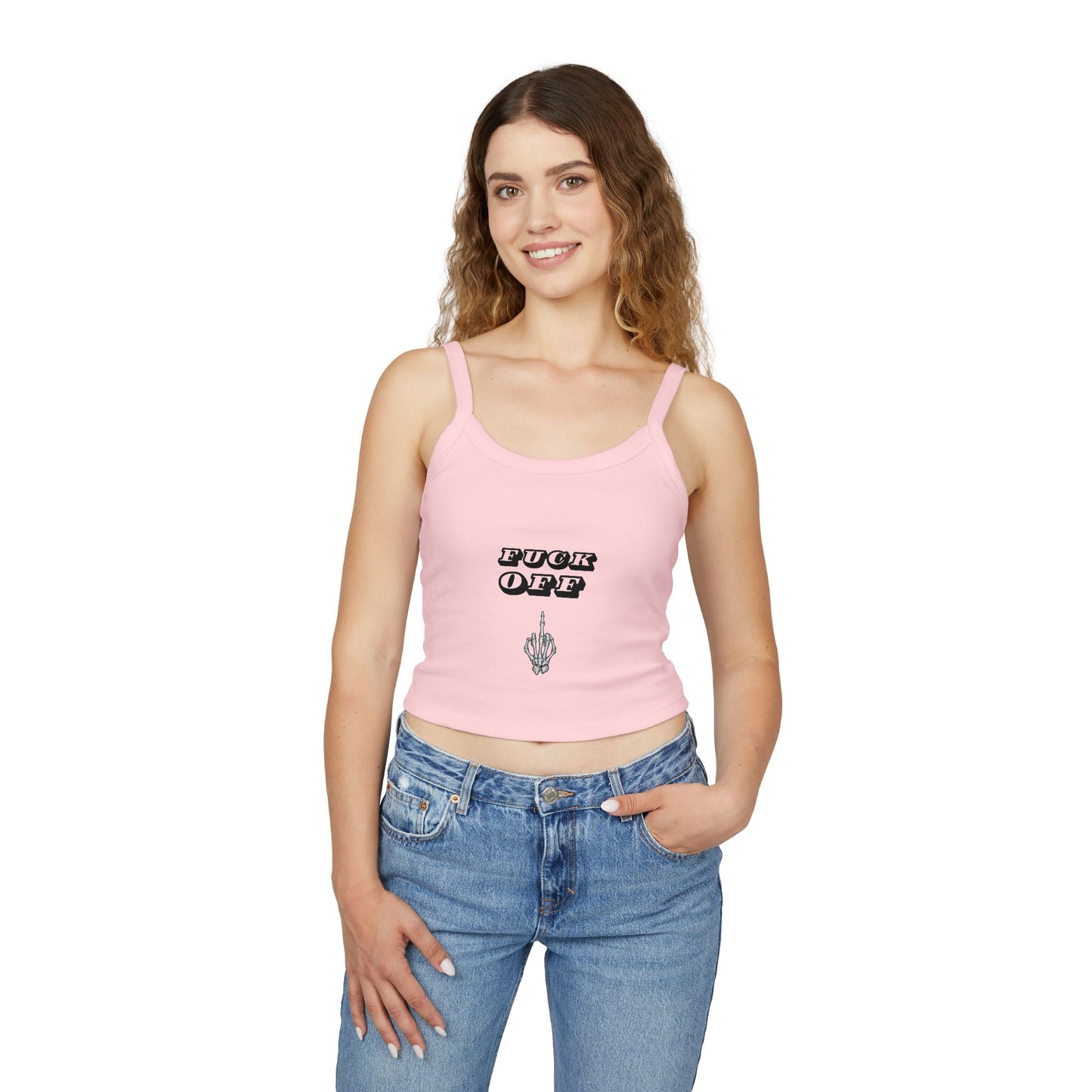 Graphic Spaghetti Strap Tank Top - 'F*CK OFF' Statement Tee