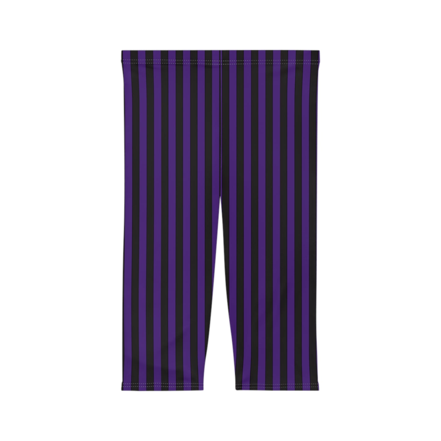 Purple Striped Capri Leggings for Women, Comfortable Yoga Pants, Casual Workout Leggings, Lounge Wear, Fitness Apparel