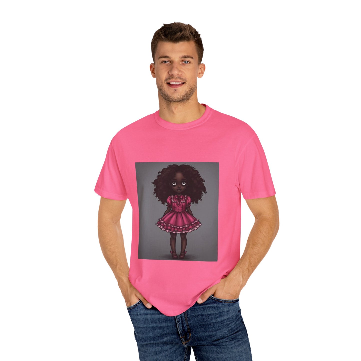 Whimsical Doll Graphic T-shirt, Cute Fashion Tee, Unisex Casual Wear, Gift for Teen Girls, Artistic Apparel, Birthday Present