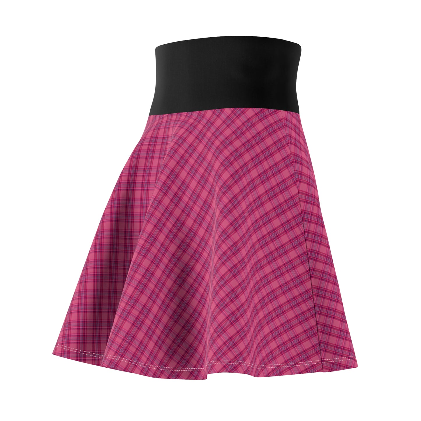 Pink Plaid Women's Skater Skirt - Stylish & Comfortable for Everyday Wear