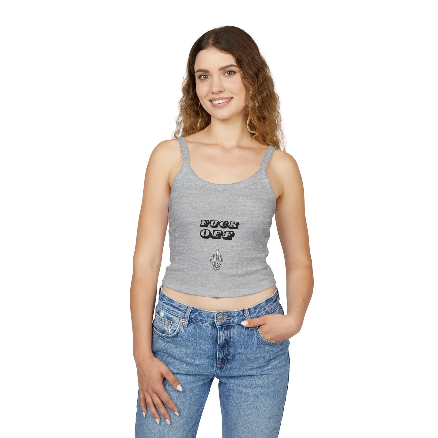 Graphic Spaghetti Strap Tank Top - 'F*CK OFF' Statement Tee