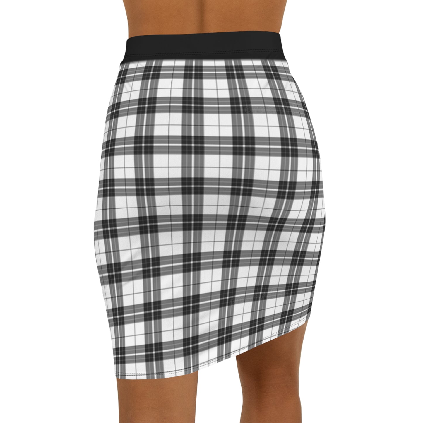 Chic Plaid Mid-Waist Pencil Skirt for Women - Stylish Office & Casual Wear
