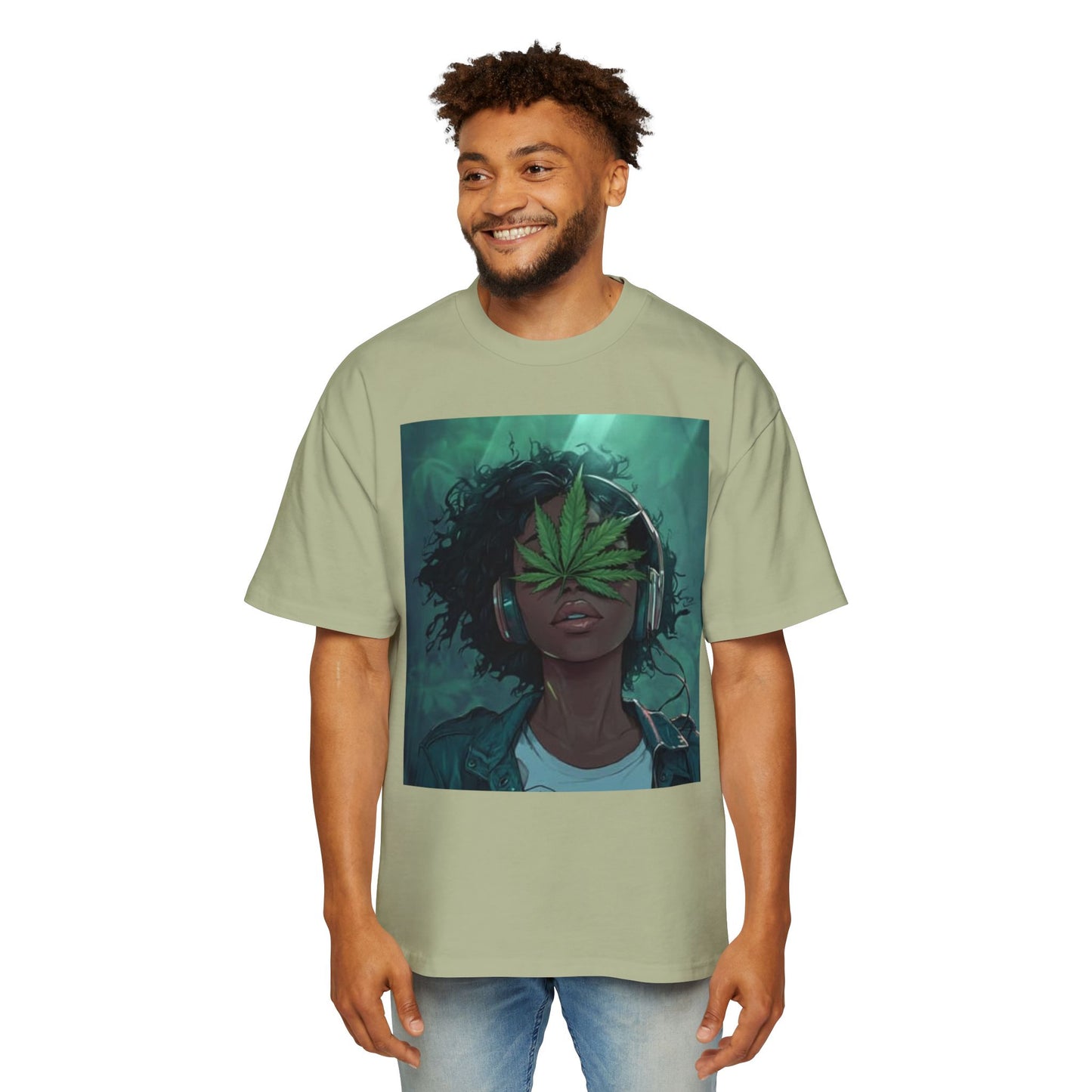 Chill Vibes Men’s Heavy Oversized Tee - Cool Cannabis Art Shirt, Streetwear, Music Lovers Gift, Relaxed Fit Fashion, Summer Style