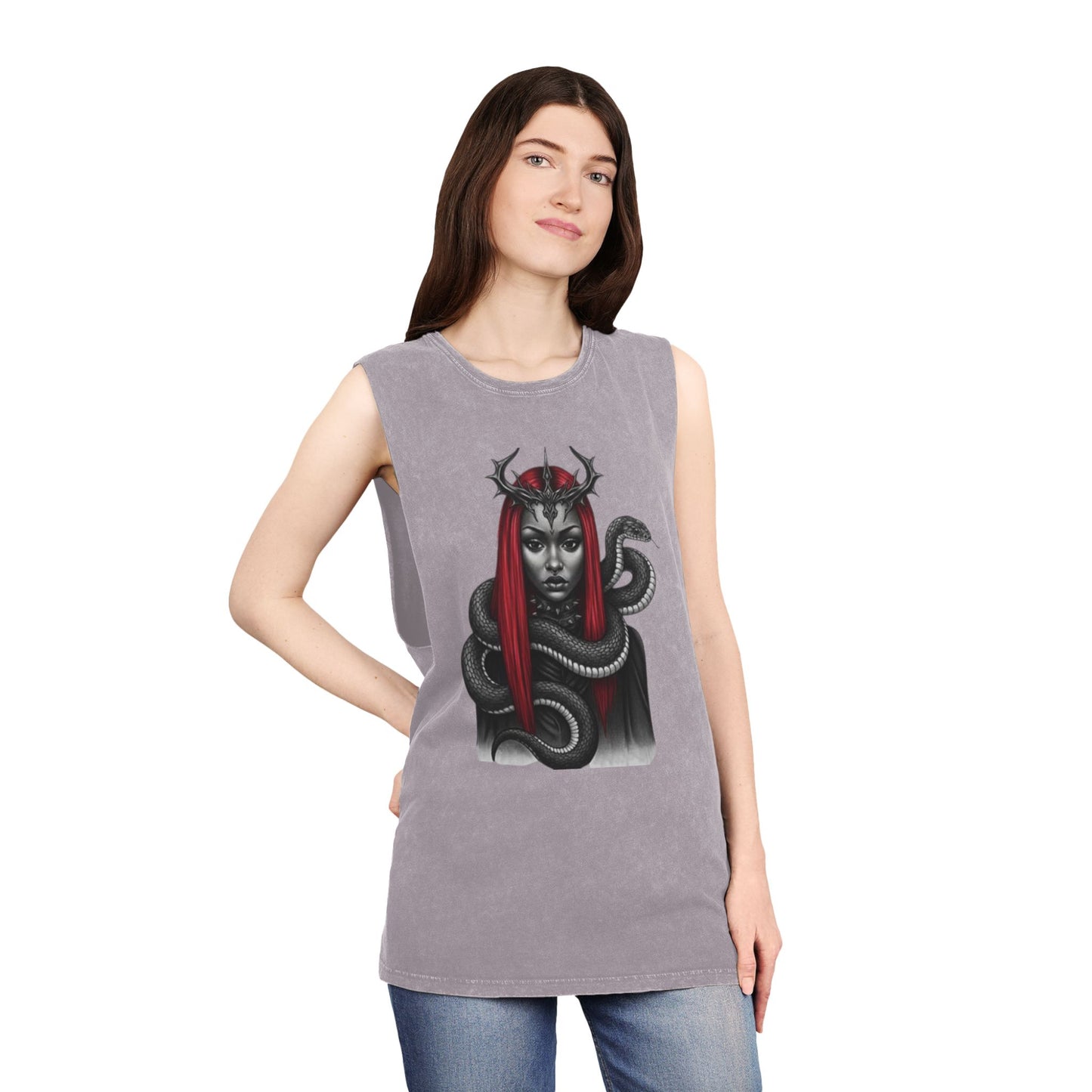 Dramatic Unisex Tank Top with Serpent Design | Edgy Summer Wear, Festival Outfit, Street Style Top, Boho Aesthetic