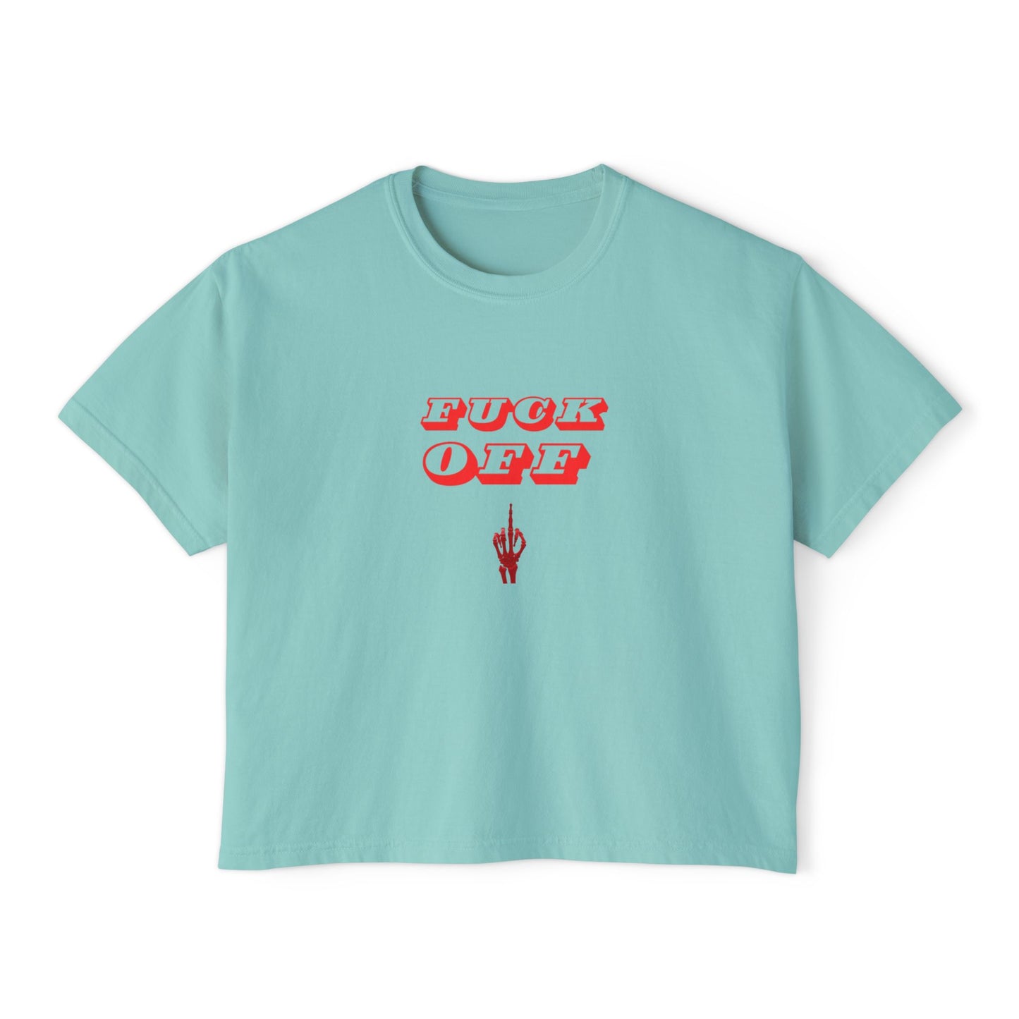 Women's Boxy Tee with 'F*CK OFF' Design, Trendy Graphic Shirt, Casual Everyday Wear, Gift for Her, Festival Fashion