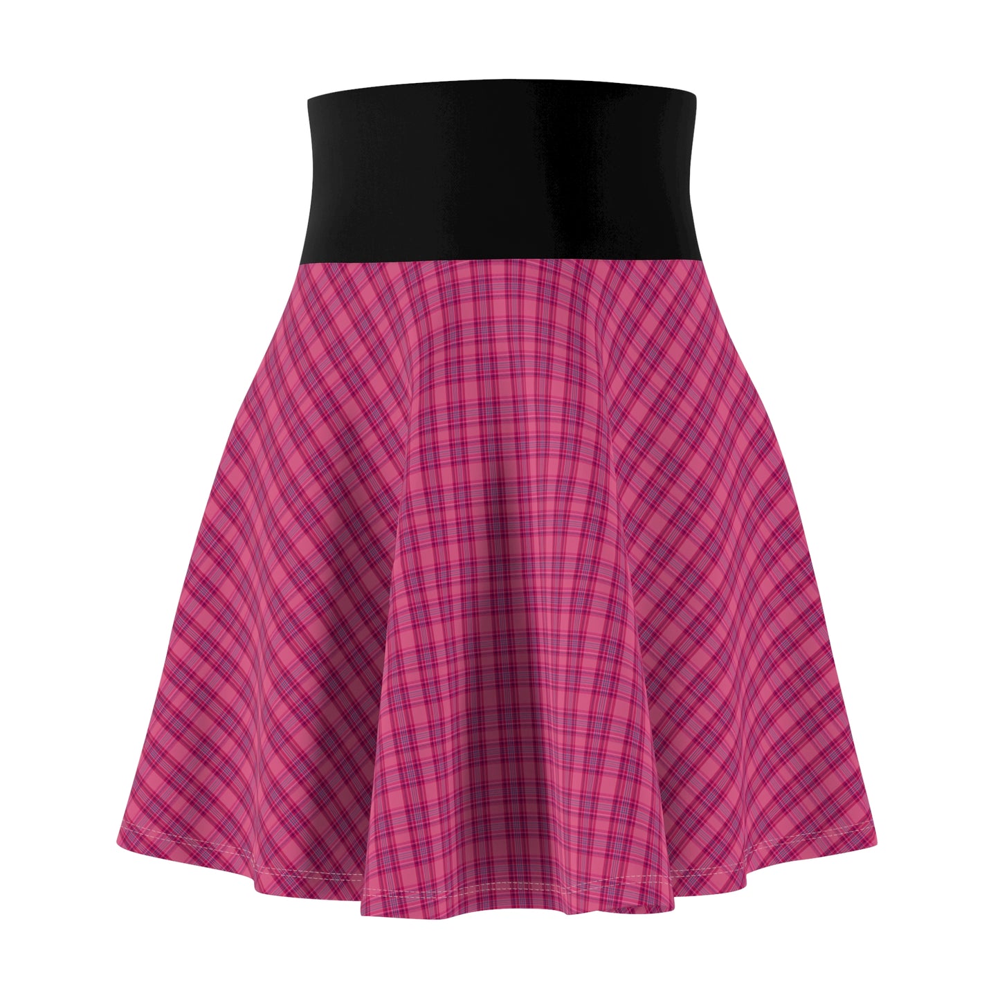 Pink Plaid Women's Skater Skirt - Stylish & Comfortable for Everyday Wear