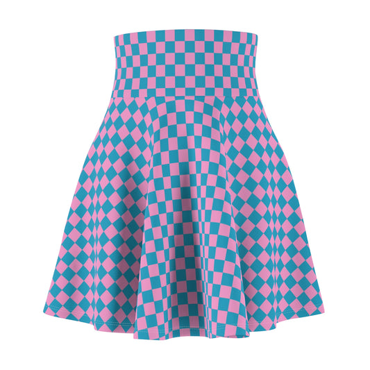 Vibrant Checkerboard Skater Skirt for Women - Playful, Stylish, Casual Wear - Perfect for Spring, Summer, Festivals, Everyday