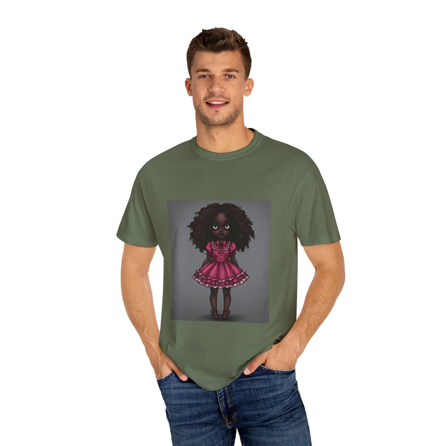 Whimsical Doll Graphic T-shirt, Cute Fashion Tee, Unisex Casual Wear, Gift for Teen Girls, Artistic Apparel, Birthday Present