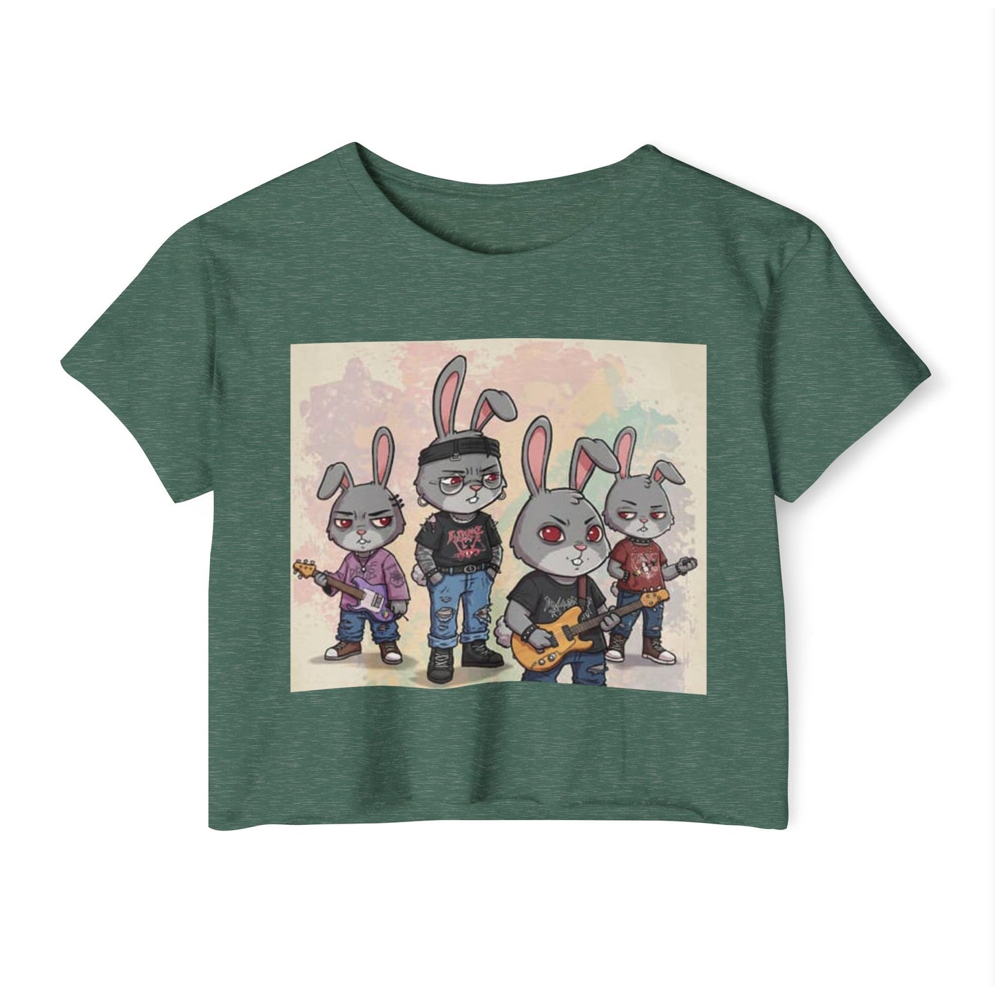 Women's Festival Crop Top with Rock Bunny Design | Chic Summer Top | Music Festival Wear, Boho Style, Concert Outfit, Gift for Her
