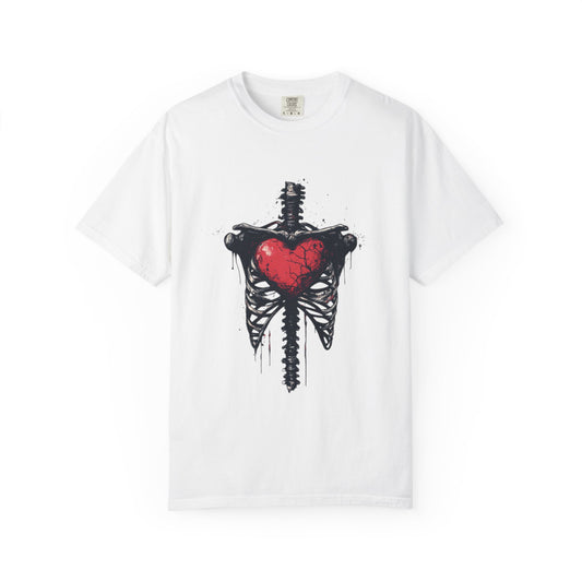 Heart-Cross Unisex Garment-Dyed T-shirt, Vintage Graphic Tee, Gift for Couples, Unique Art Shirt, Casual Wear, Festival Fashion