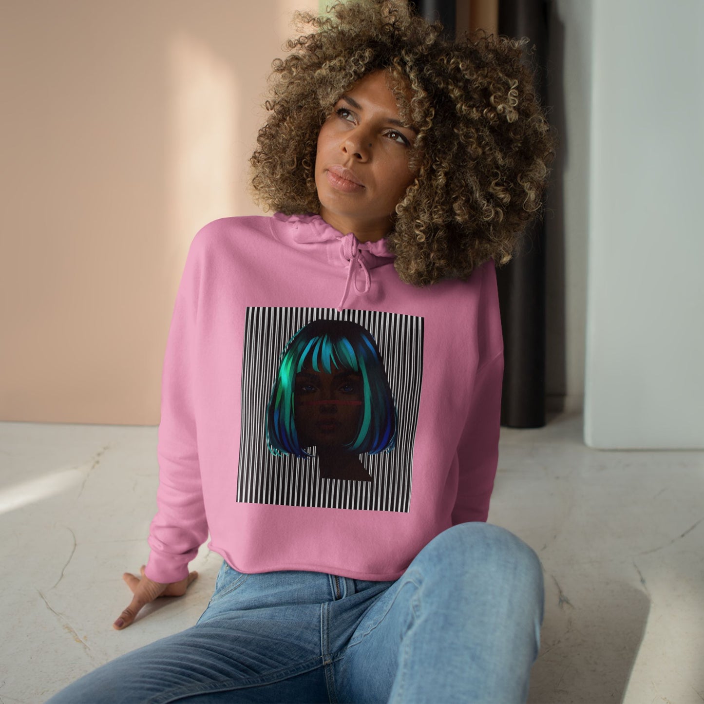 Vibrant Crop Hoodie with Artistic Design, Trendy Streetwear, Perfect for Casual Outings, Gifts for Her, Fashion-Forward Style
