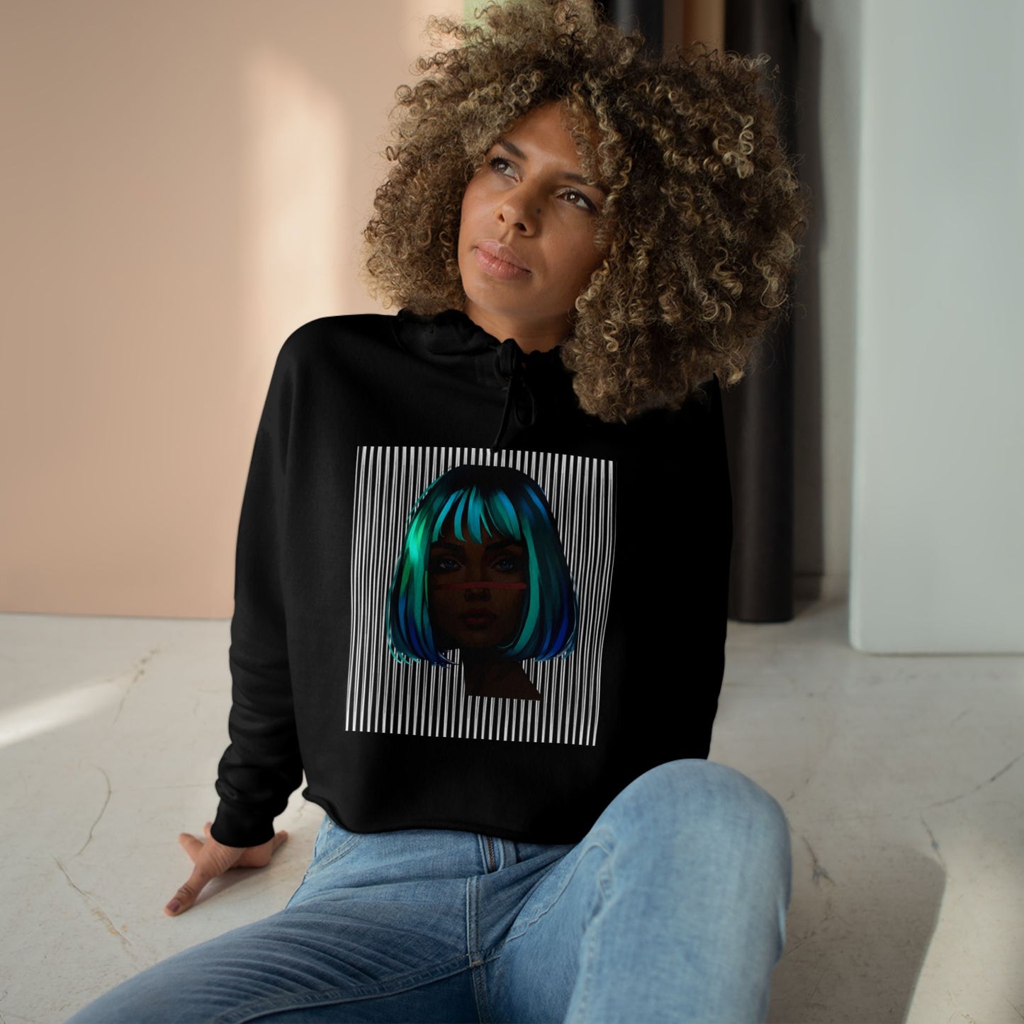 Vibrant Crop Hoodie with Artistic Design, Trendy Streetwear, Perfect for Casual Outings, Gifts for Her, Fashion-Forward Style
