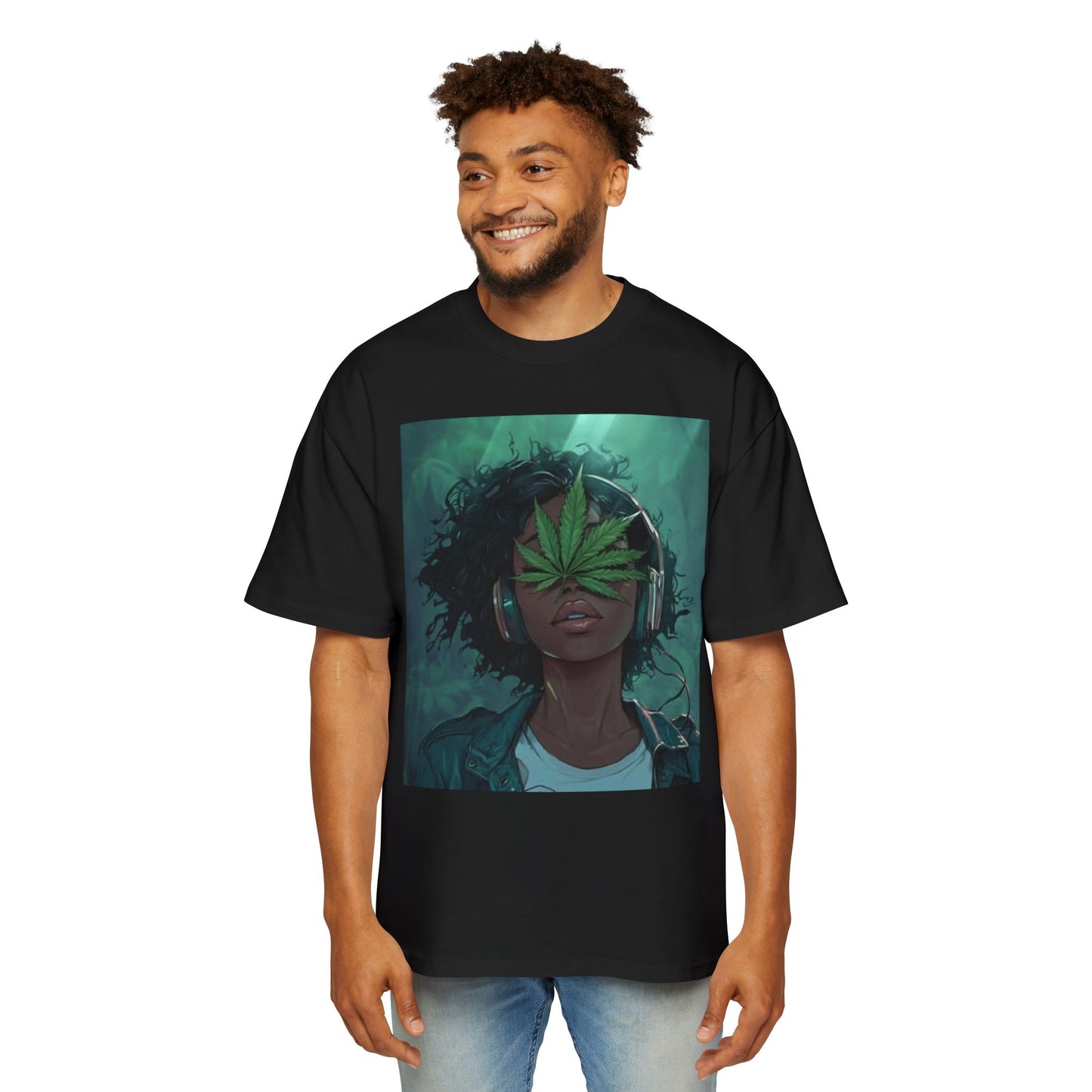 Chill Vibes Men’s Heavy Oversized Tee - Cool Cannabis Art Shirt, Streetwear, Music Lovers Gift, Relaxed Fit Fashion, Summer Style