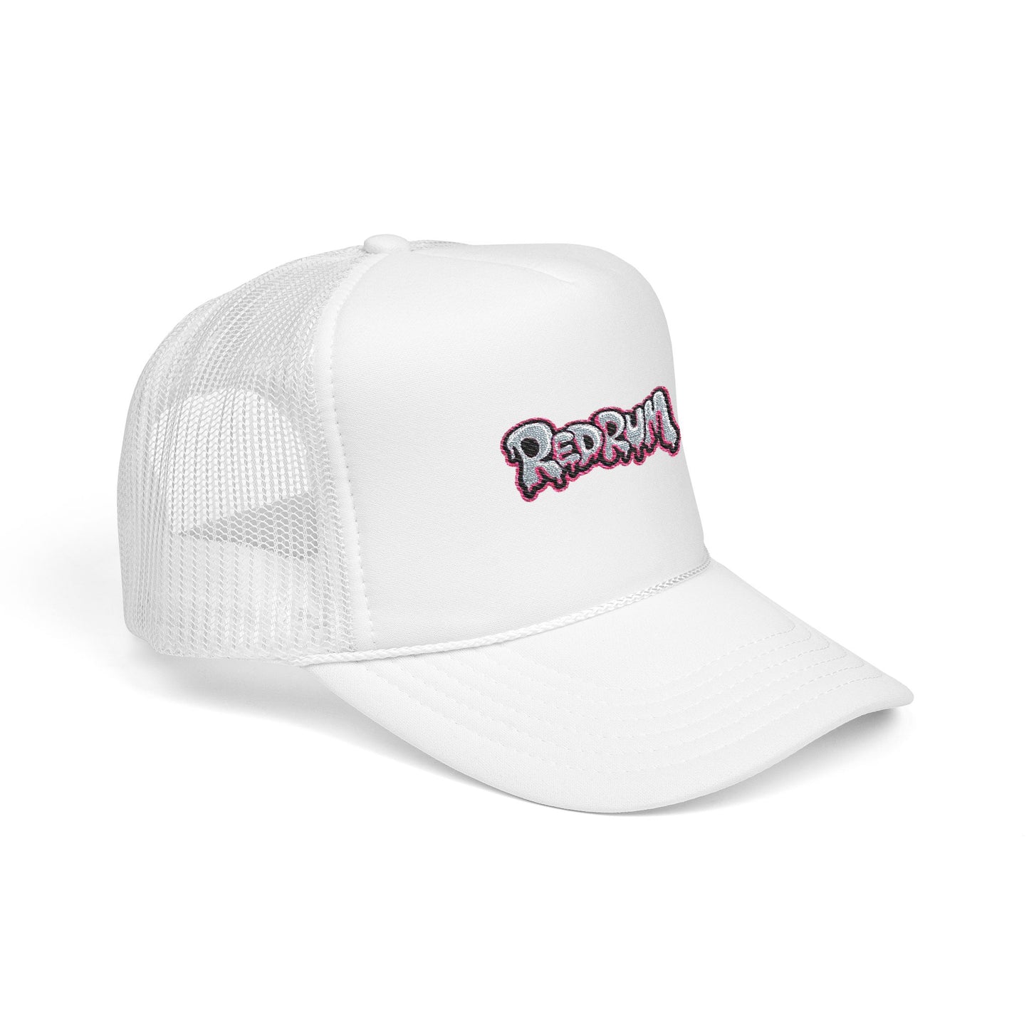 Foam Trucker Hat with Redrum Embroidery, Stylish Fashion Accessory, Perfect for Festivals, Unique Gift Idea, Outdoor Events, Casual Wear