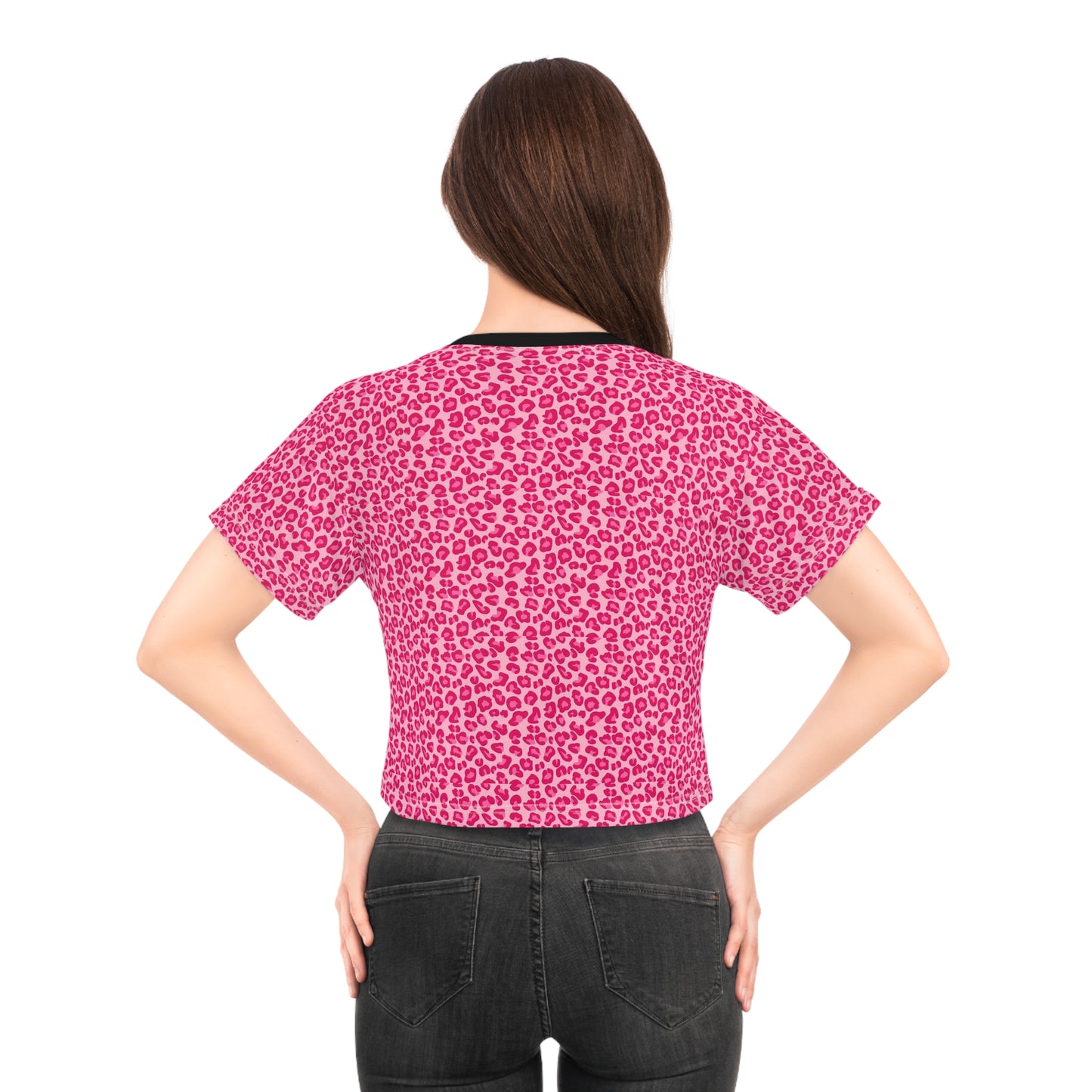 Fierce Pink Leopard Print Crop Tee | Trendy Summer Top, Casual Fashion Statement, Gift for Her, Festival Outfit, Lounge Wear