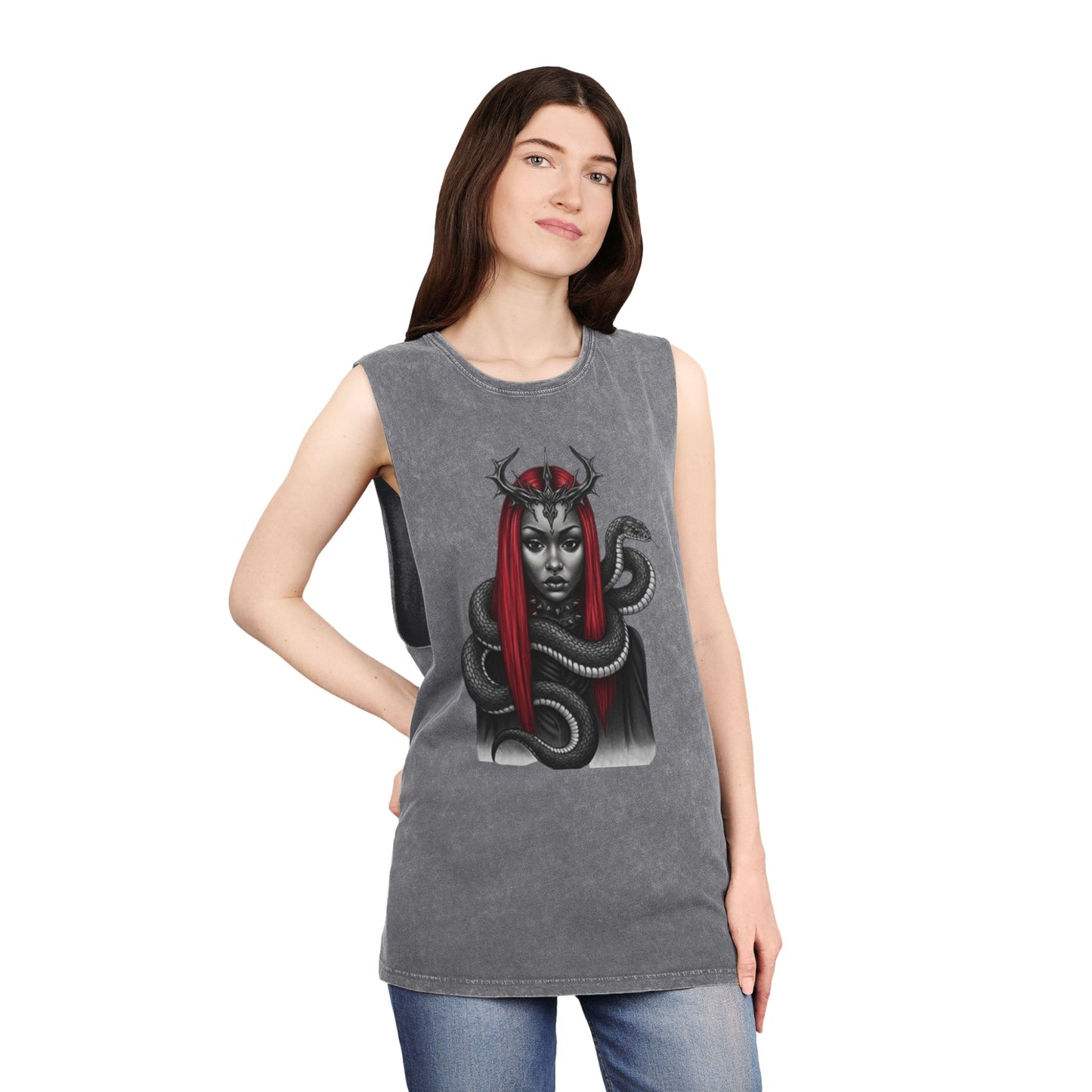 Dramatic Unisex Tank Top with Serpent Design | Edgy Summer Wear, Festival Outfit, Street Style Top, Boho Aesthetic