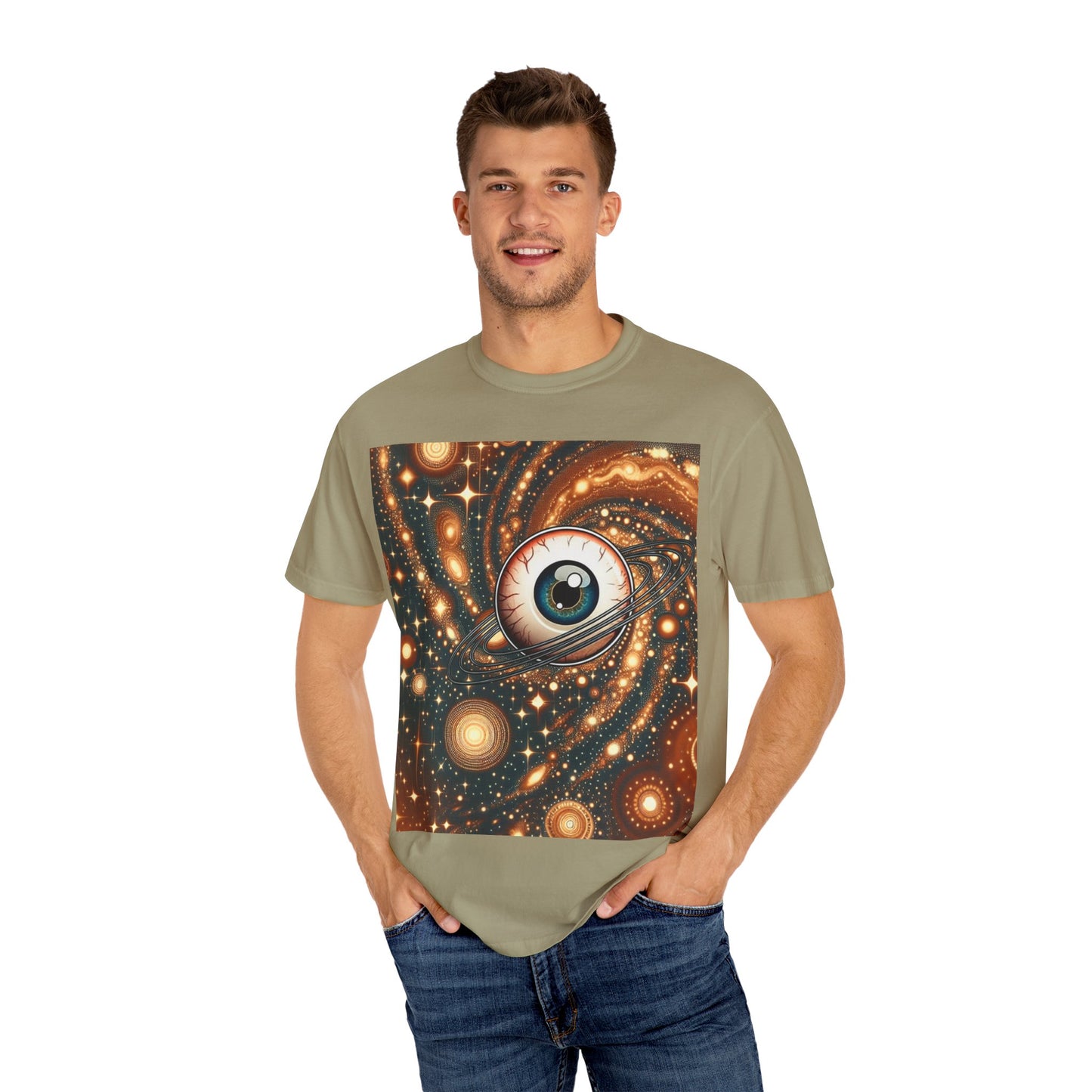 Cosmic Eye T-Shirt, Unisex Garment-Dyed Tee, Galaxy Print Shirt, Artistic Space Apparel, Unique Gift for Space Lovers