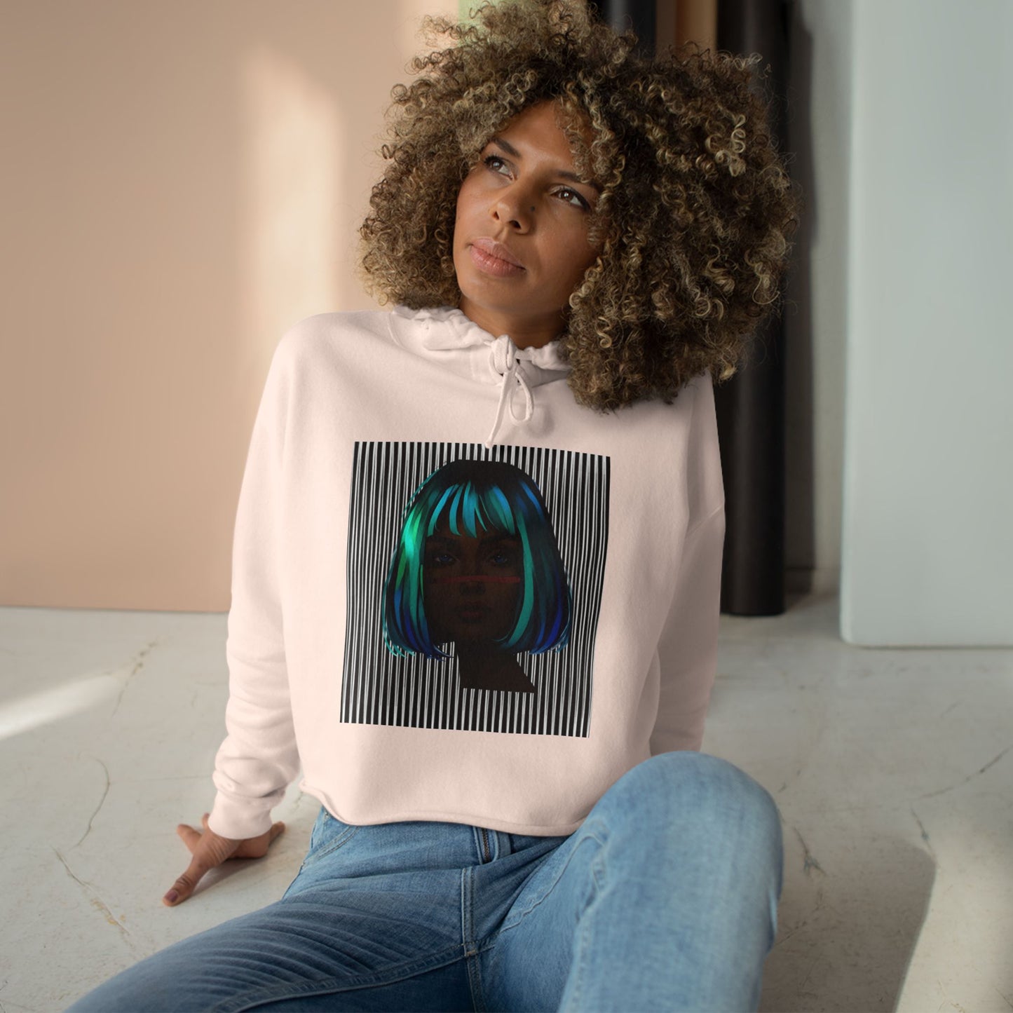 Vibrant Crop Hoodie with Artistic Design, Trendy Streetwear, Perfect for Casual Outings, Gifts for Her, Fashion-Forward Style