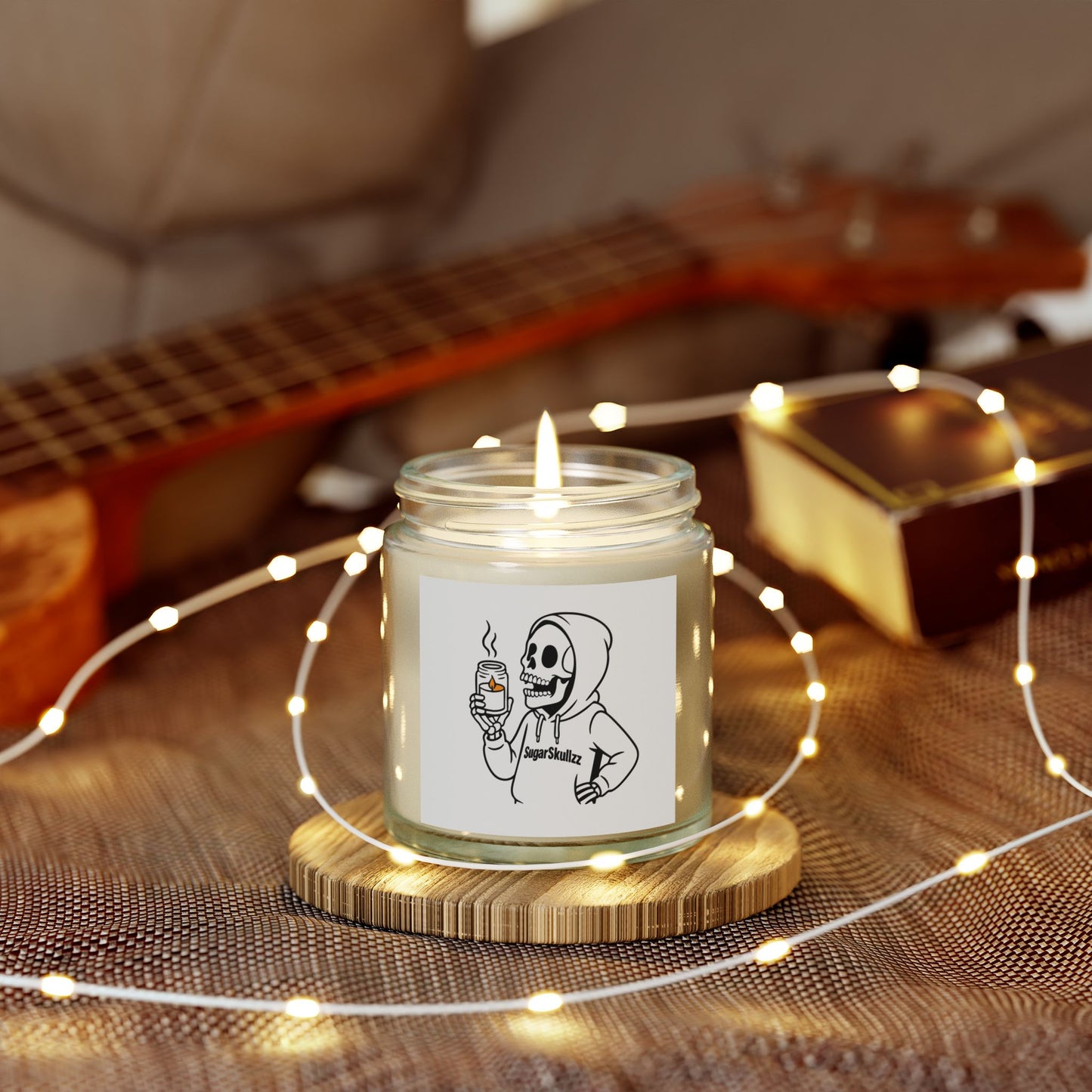 Coconut Apricot Scented Candle, Skull Design, Home Decor, Gift for Her, Halloween Candle