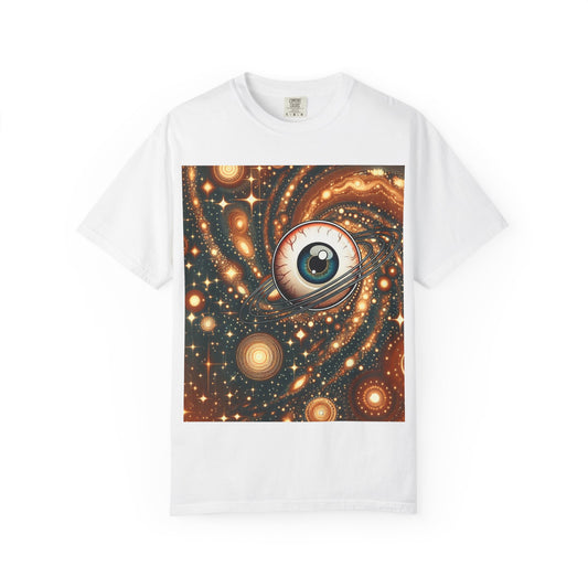 Cosmic Eye T-Shirt, Unisex Garment-Dyed Tee, Galaxy Print Shirt, Artistic Space Apparel, Unique Gift for Space Lovers