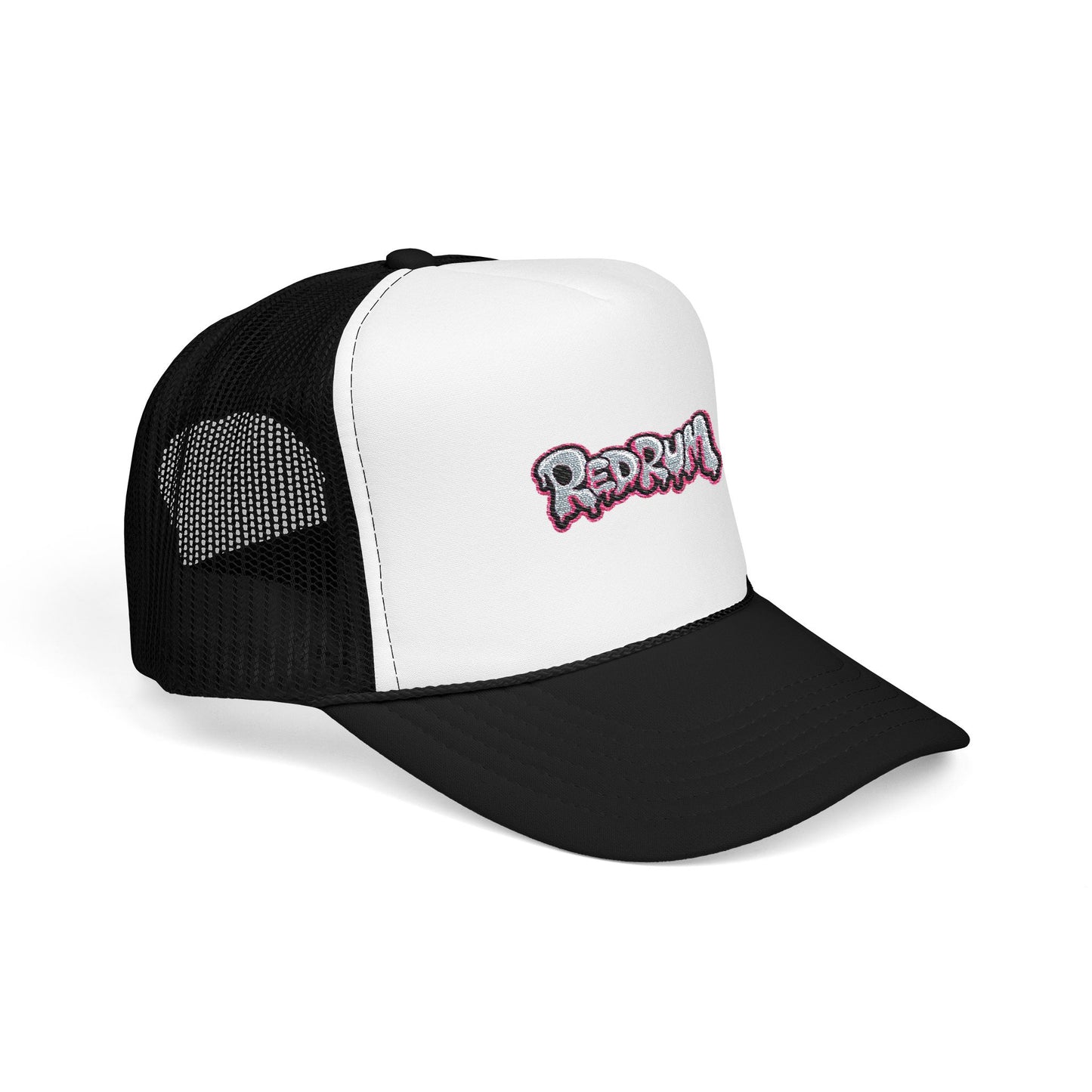 Foam Trucker Hat with Redrum Embroidery, Stylish Fashion Accessory, Perfect for Festivals, Unique Gift Idea, Outdoor Events, Casual Wear