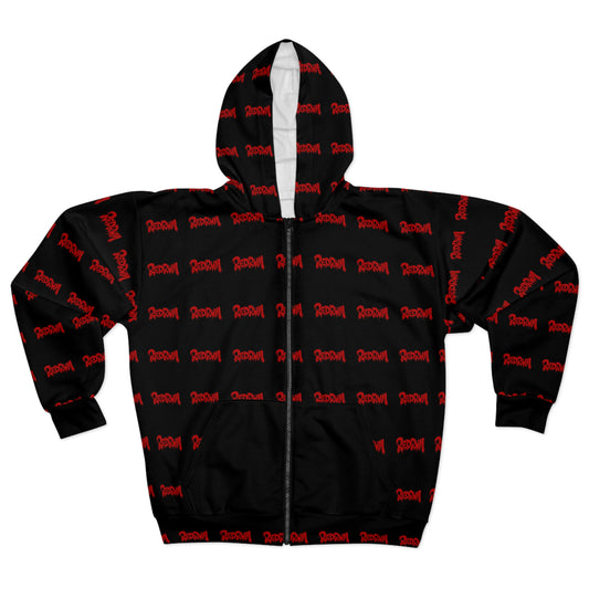 Bold Graphic Unisex Zip Hoodie, Streetwear Fashion, Casual Outfit, Gifting for Friends, Stylish Layering in All Seasons