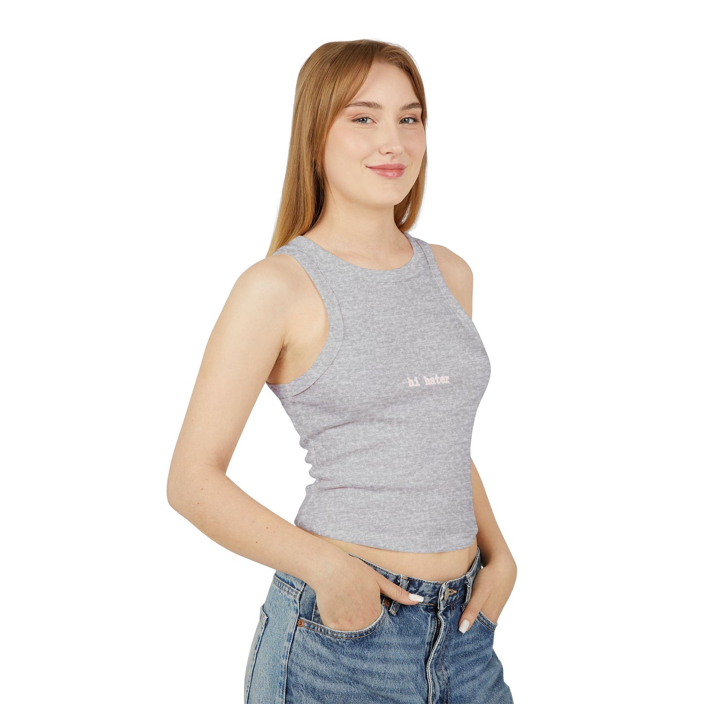 Women's Micro Rib Racer Tank Top - "Hi Hater" & "Bye Hater"