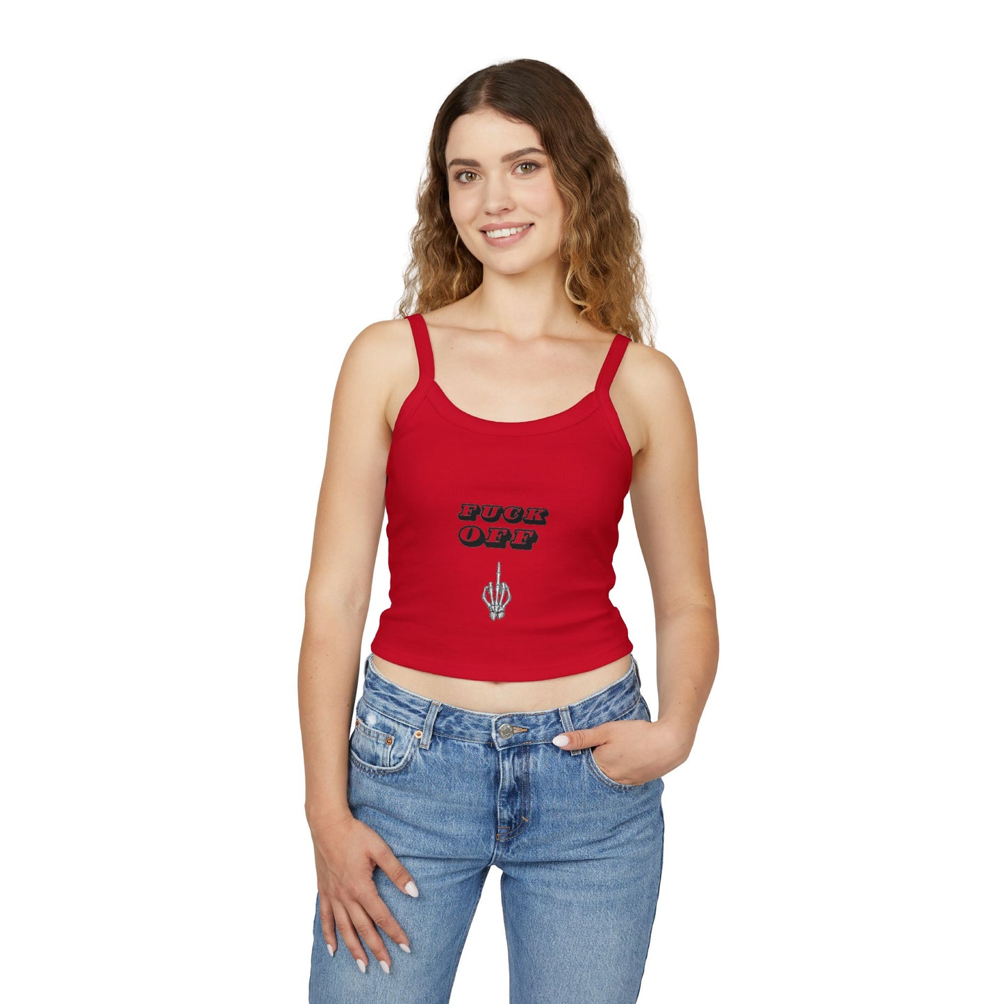 Graphic Spaghetti Strap Tank Top - 'F*CK OFF' Statement Tee